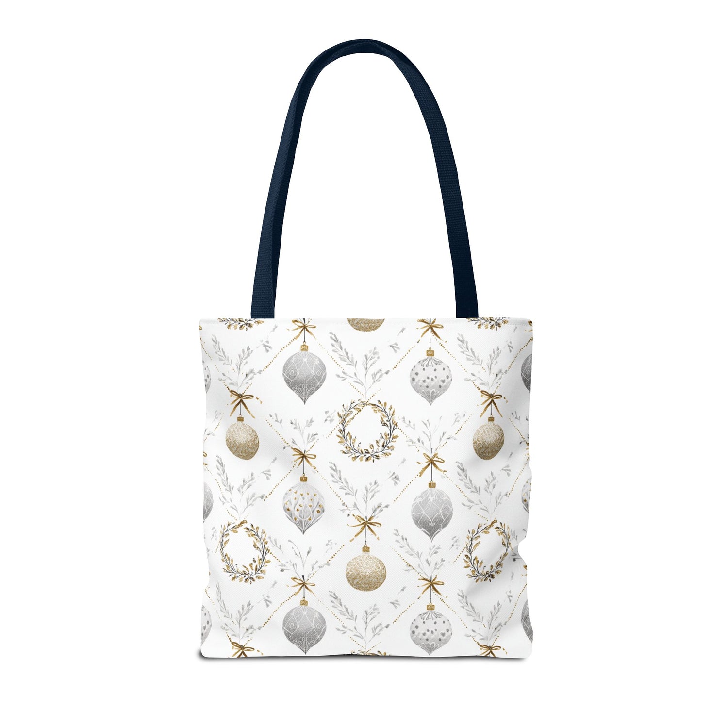 Elegant Christmas Tote Bag- Gold Silver Ornaments