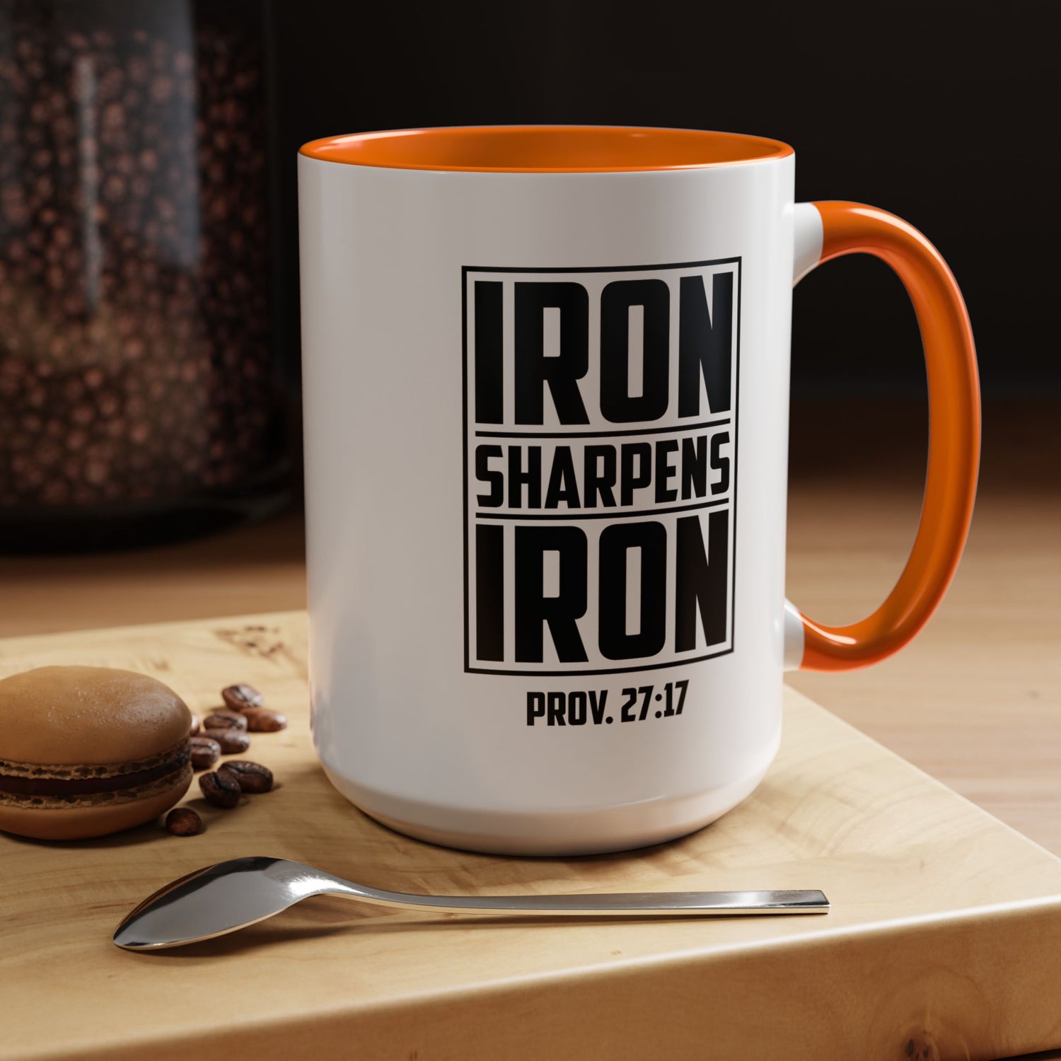 Iron Sharpens Iron Coffee Mug - Inspirational Gift for Friends, Motivational Mug, Proverbs 27:17, Home Office Coffee Cup, Encouragement Mug