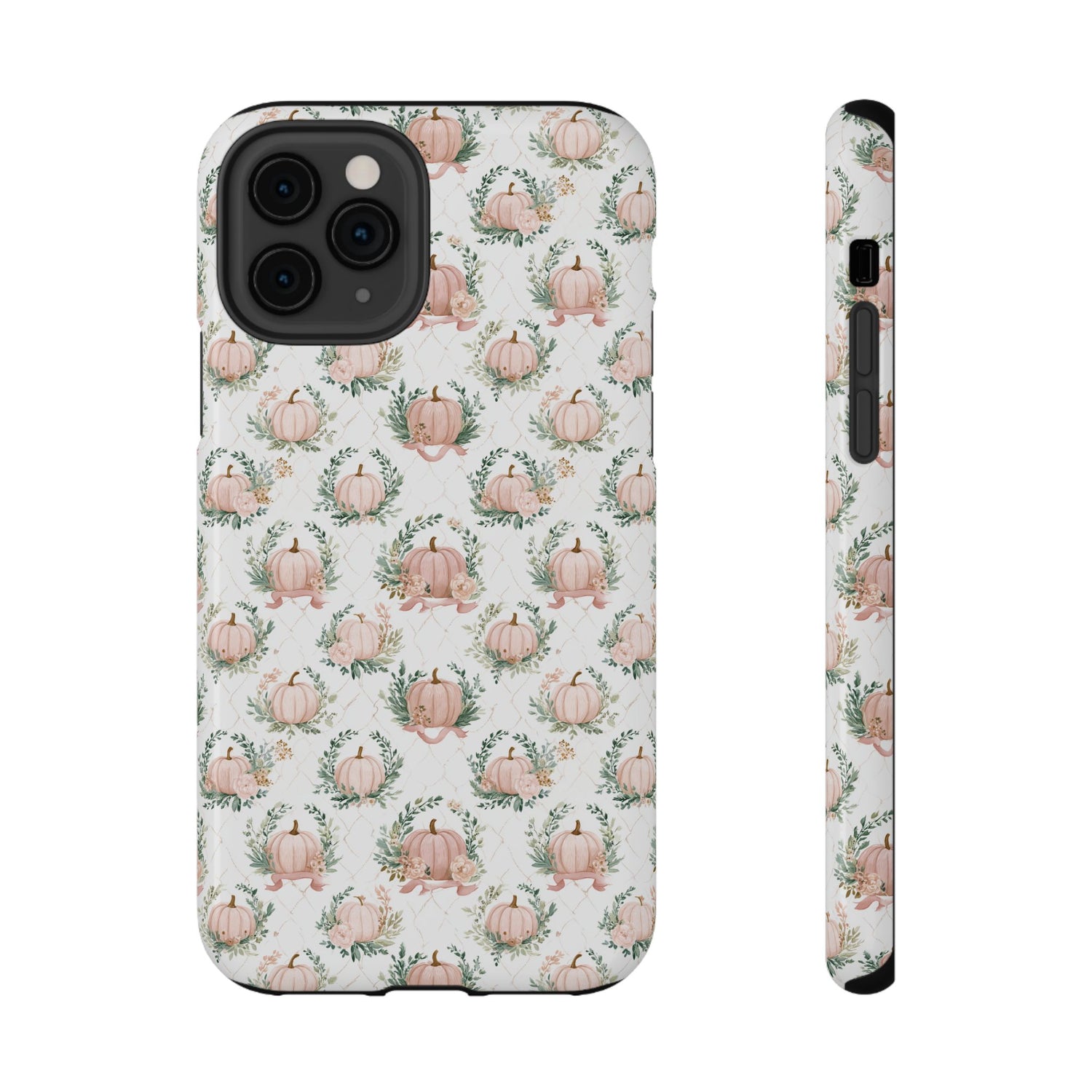 Phone case with pumpkin pattern on a white background