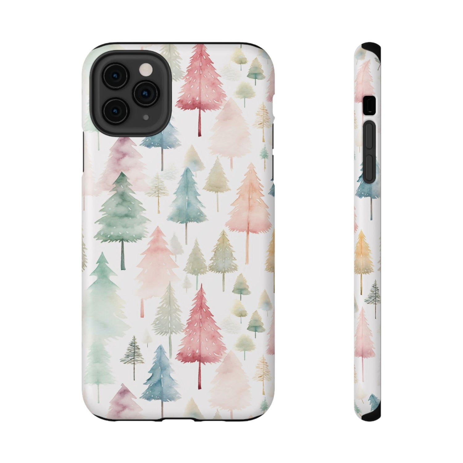 Watercolor Christmas Trees Impact-Resistant Phone Case, iPhone, Samsung