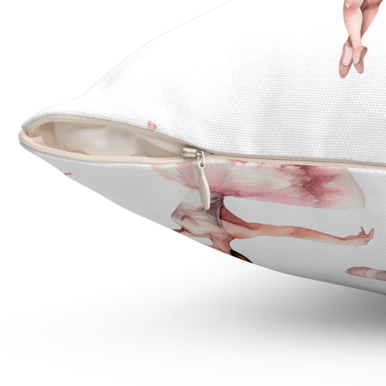 Spun Polyester Square Pillow With Removable Cover Watercolor Ballerina Pink Blue