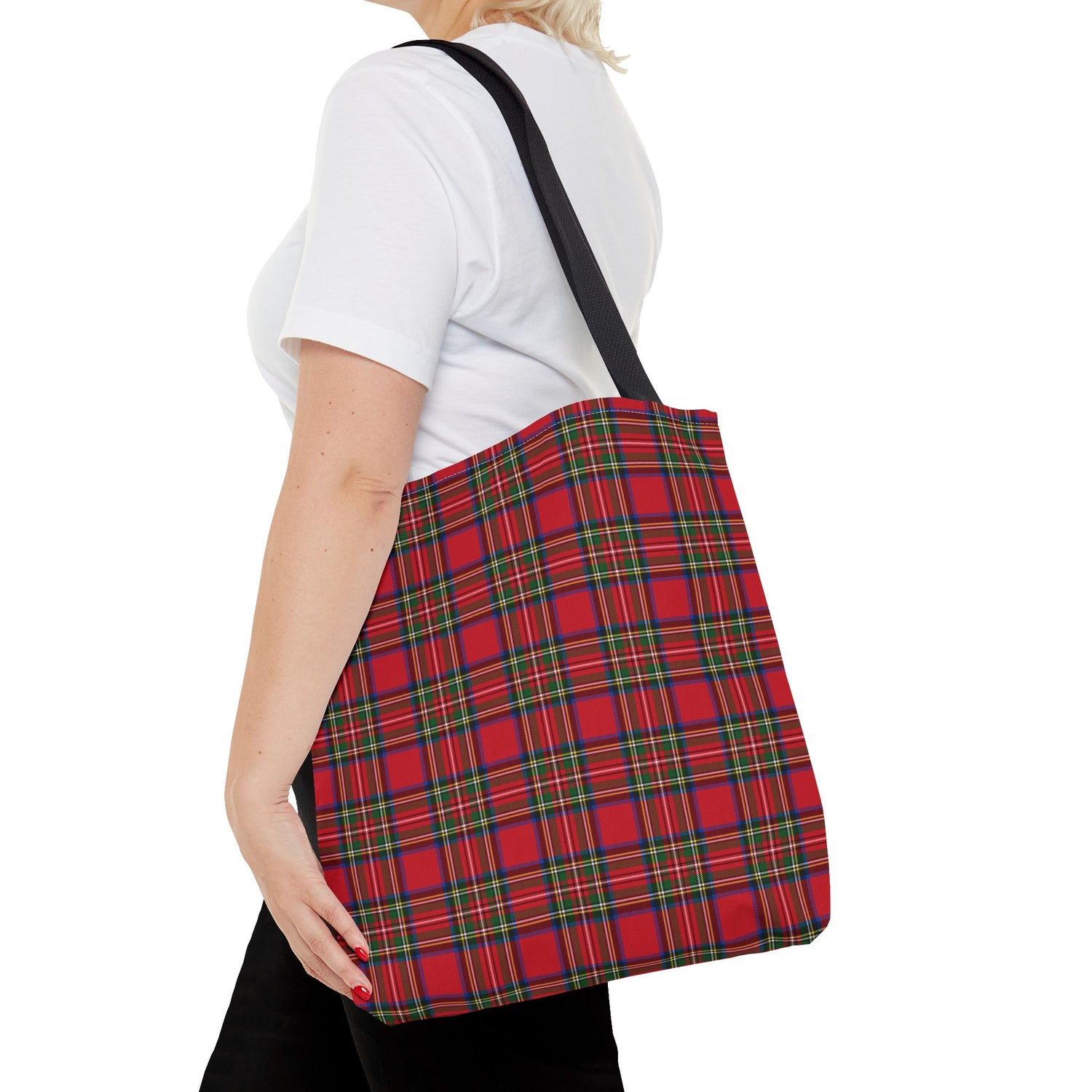 Red Christmas Plaid Tote Bag