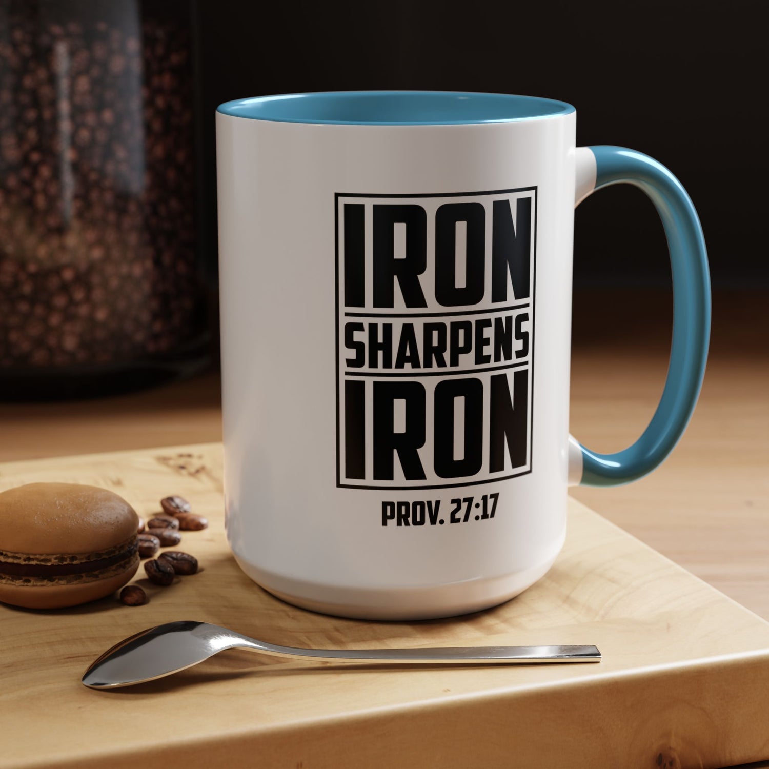 Iron Sharpens Iron Coffee Mug - Inspirational Gift for Friends, Motivational Mug, Proverbs 27:17, Home Office Coffee Cup, Encouragement Mug