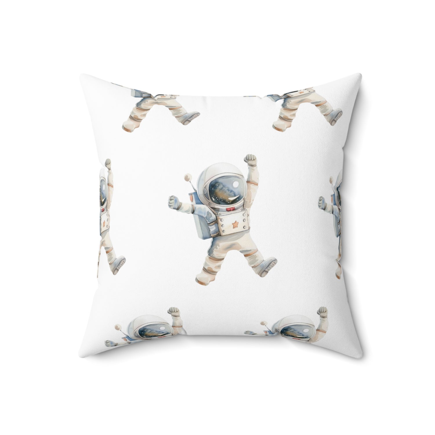 Spun Polyester Square Pillow with Removable Cover Watercolor Astronaut
