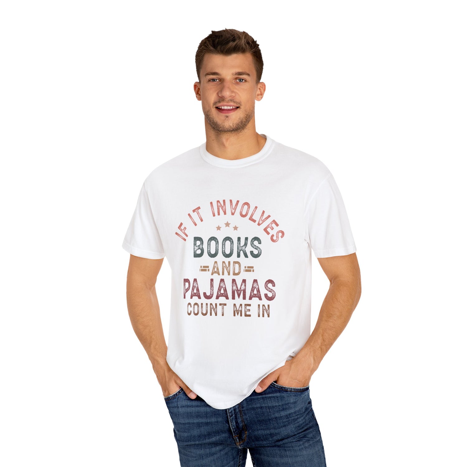 Funny Unisex T-shirt: Books and Pajamas
