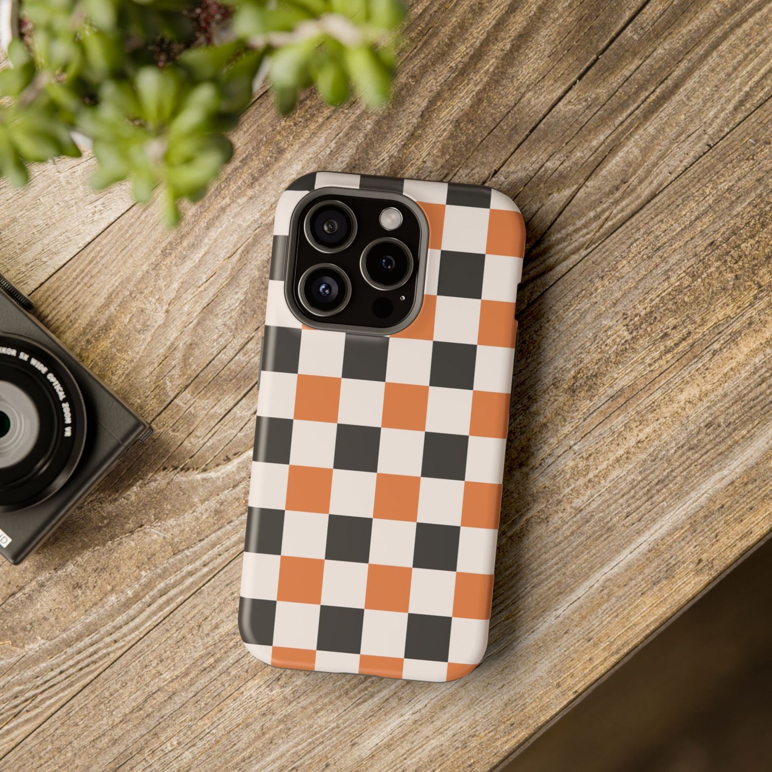 Trendy Halloween Checkerboard Phone Case | Impact-Resistant, iPhone, Samsung
