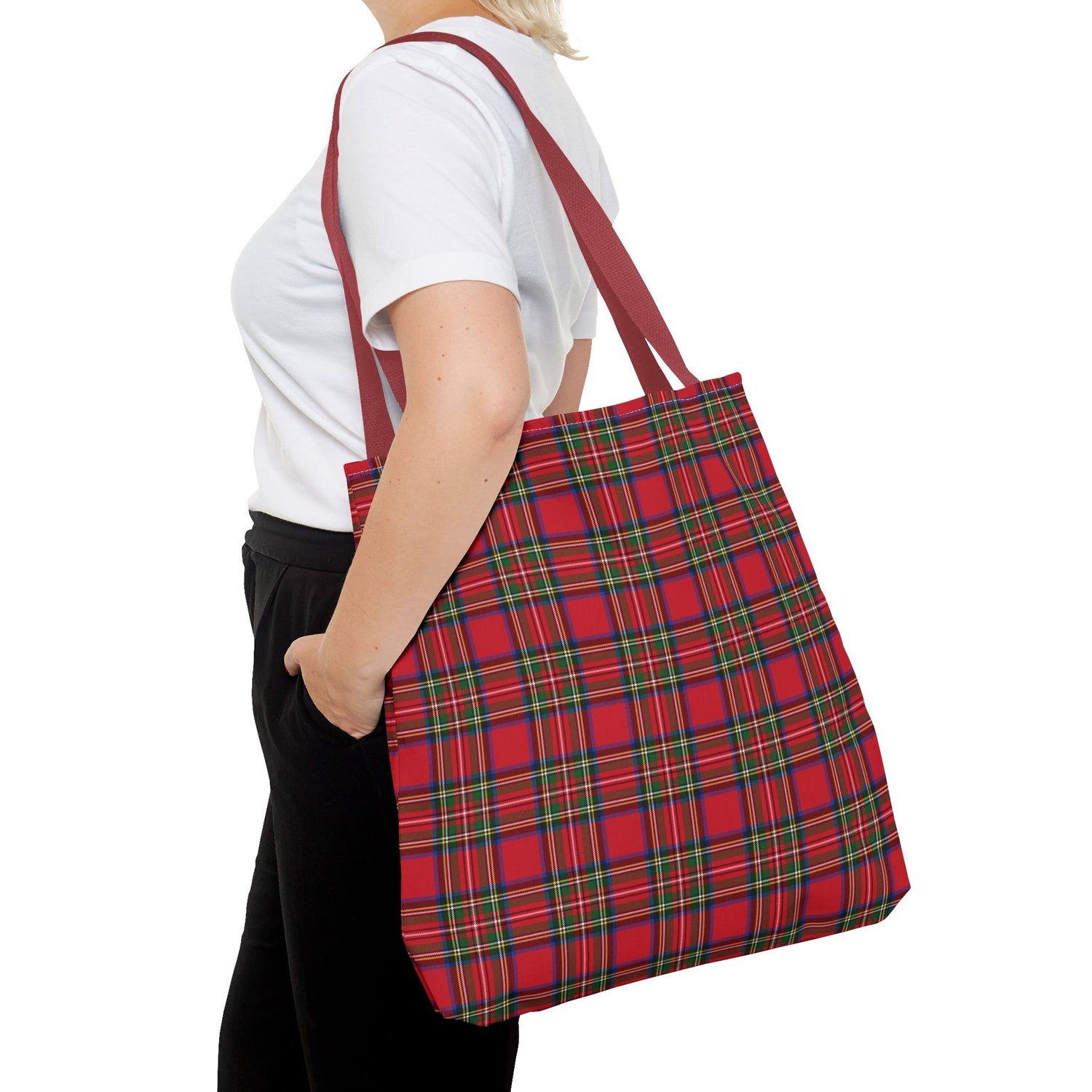 Red Christmas Plaid Tote Bag