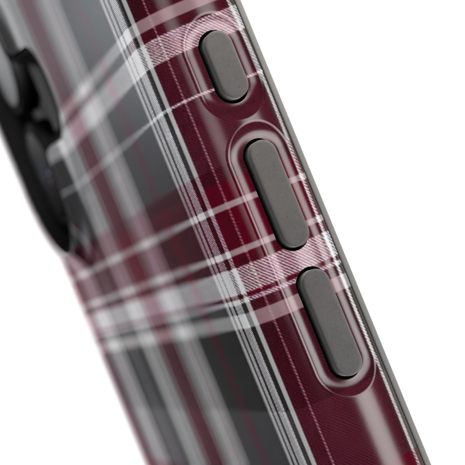 Stylish Plaid Impact-Resistant Phone Cases- Maroon Grey Plaid