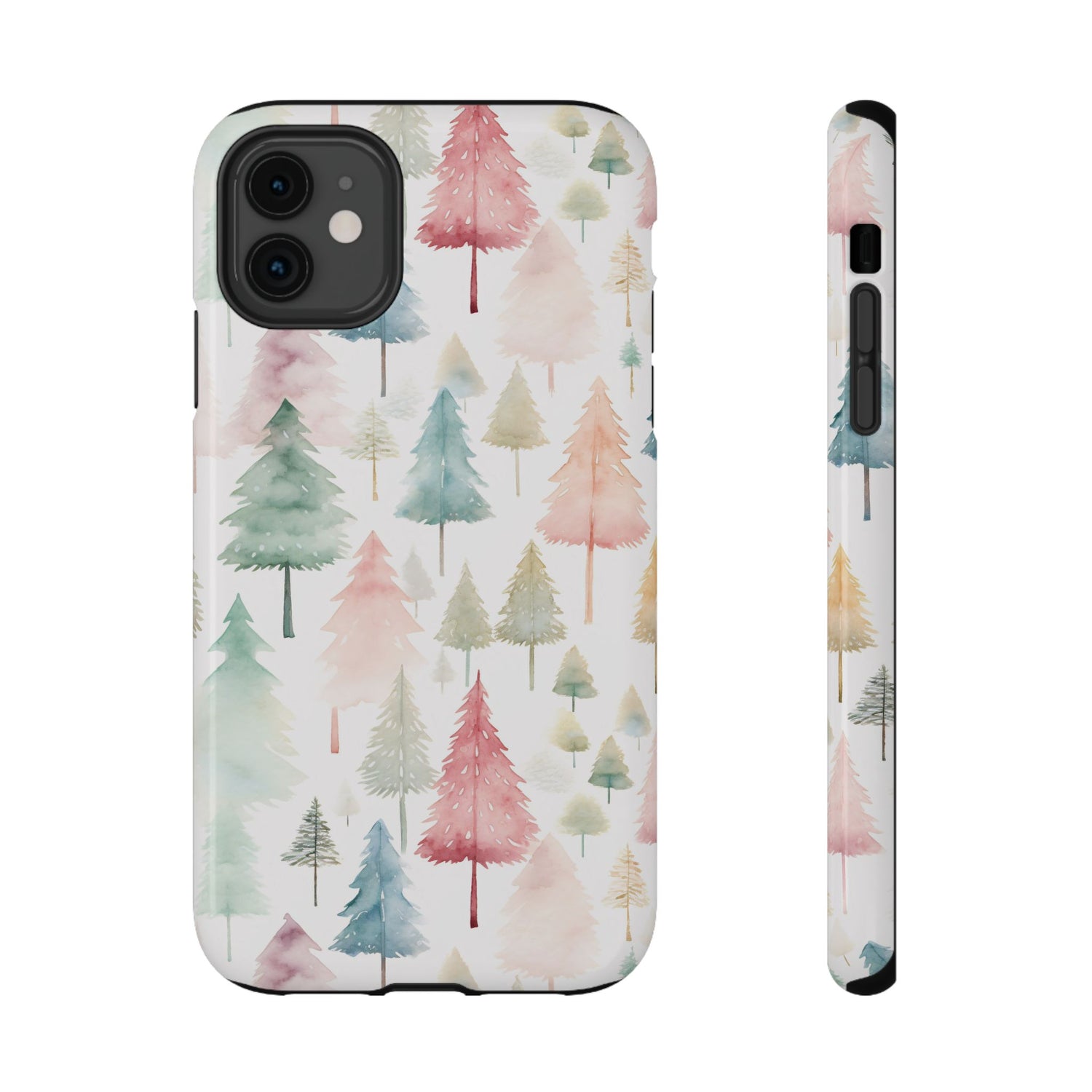 Watercolor Christmas Trees Impact-Resistant Phone Case, iPhone, Samsung