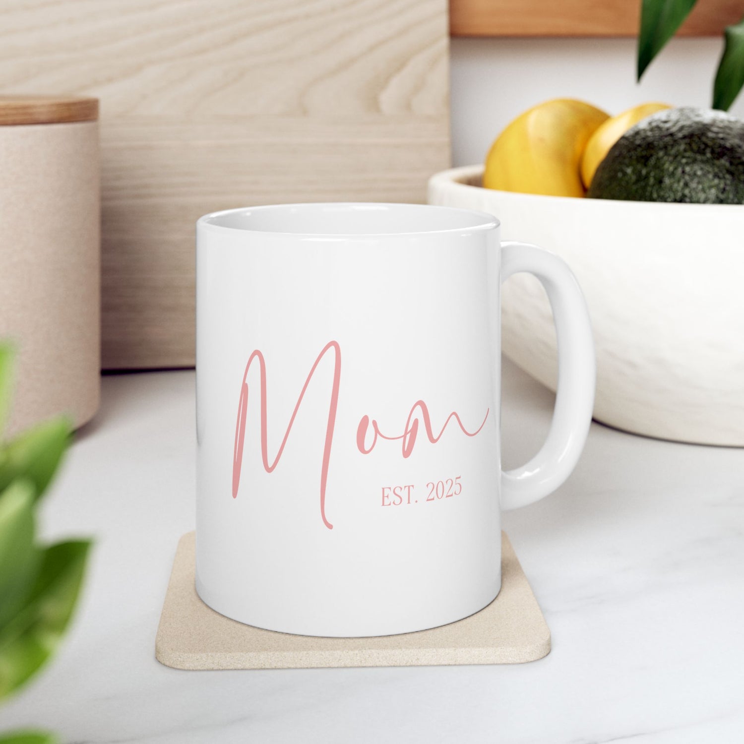 New Mom Mug: Mom Est. 2025 Pink Design