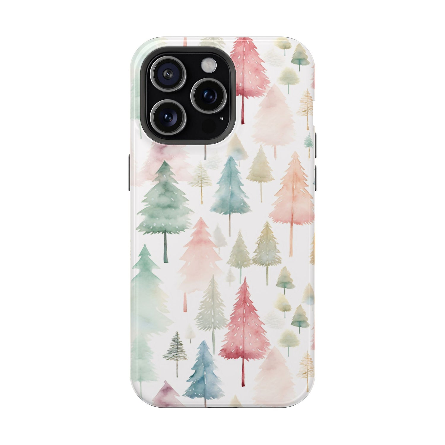Watercolor Christmas Trees Impact-Resistant Phone Case, iPhone, Samsung