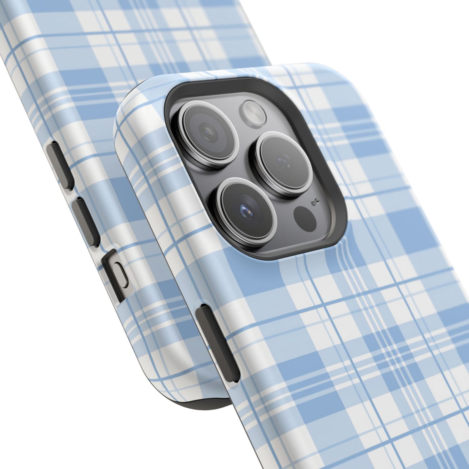 Impact-Resistant Phone Case - Easter Plaid Blue