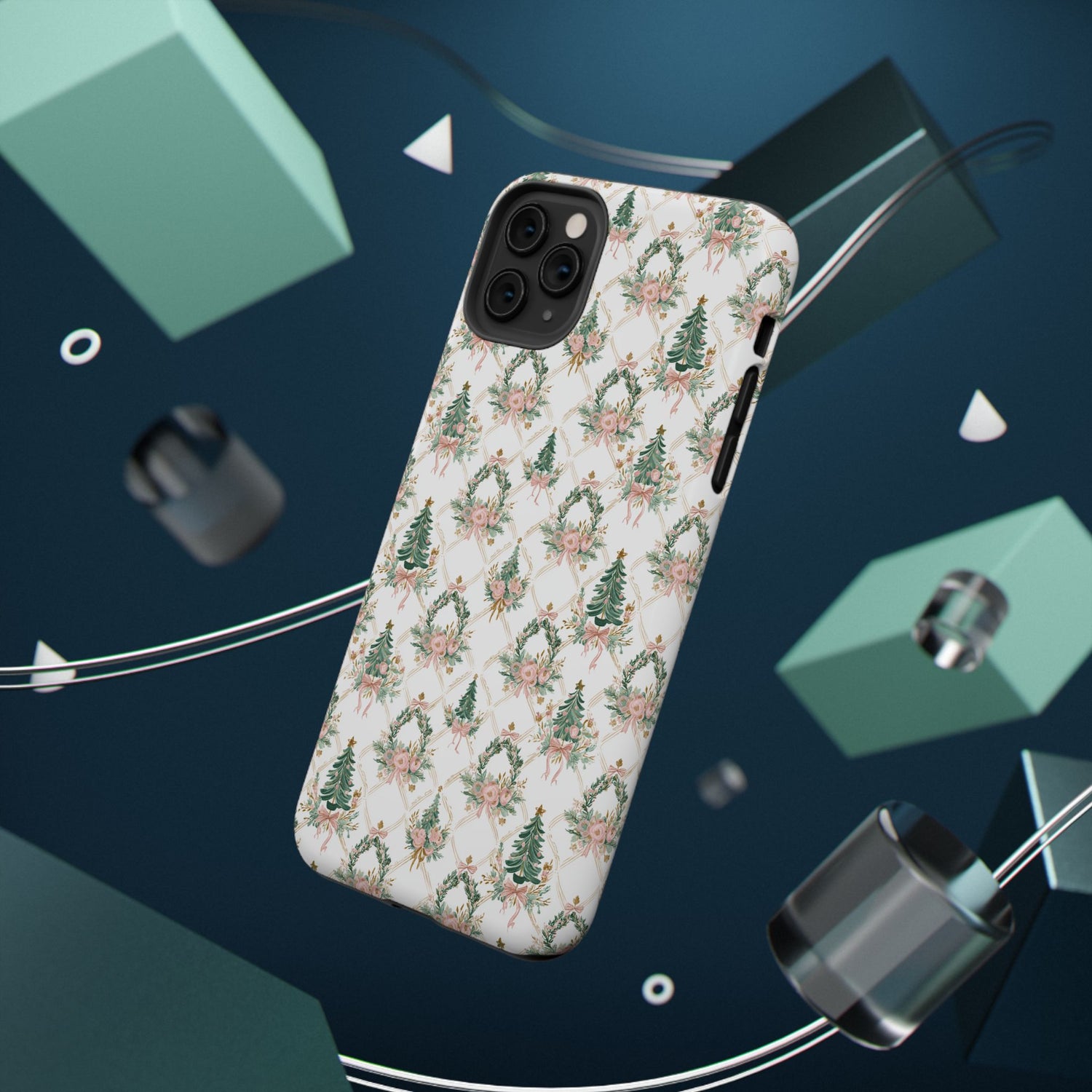 Impact-Resistant Phone Case - Festive Floral Design, Impact-Resistant, iPhone, Samsung