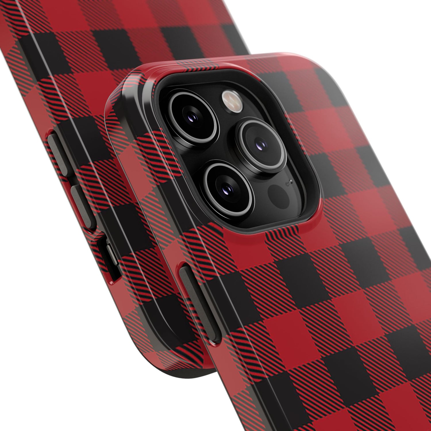 Impact-Resistant Phone Case-Red Black Buffalo Plaid, iPhone, Samsung