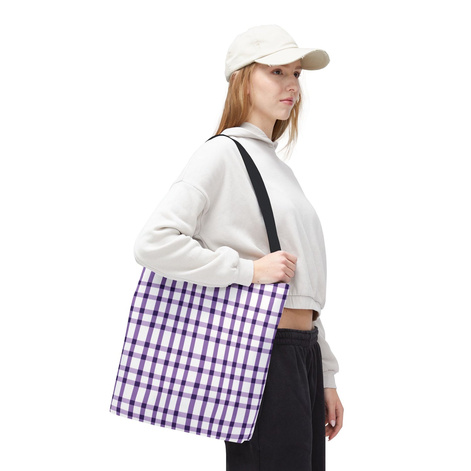 Purple Plaid Tote Bag