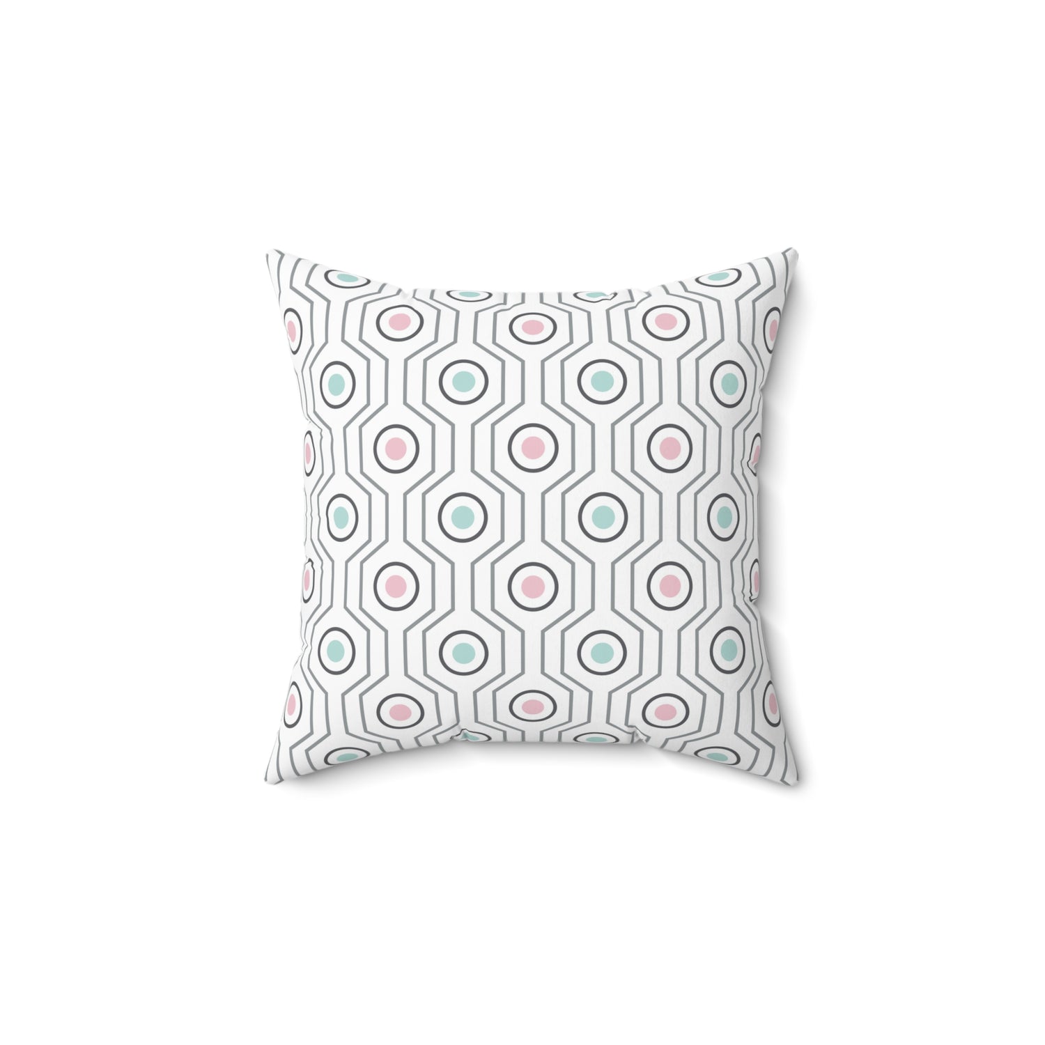 Spun Polyester Square Pillow with Removable Cover Polished Geometric Shapes Stripes