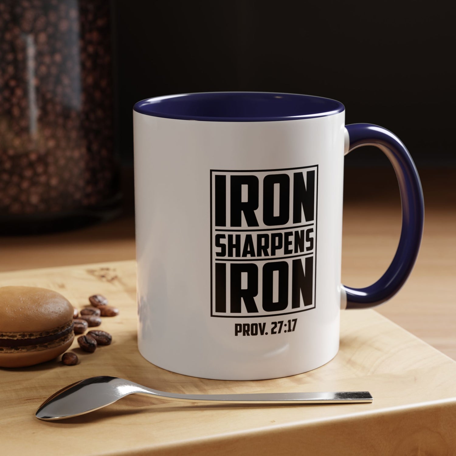 Iron Sharpens Iron Coffee Mug - Inspirational Gift for Friends, Motivational Mug, Proverbs 27:17, Home Office Coffee Cup, Encouragement Mug
