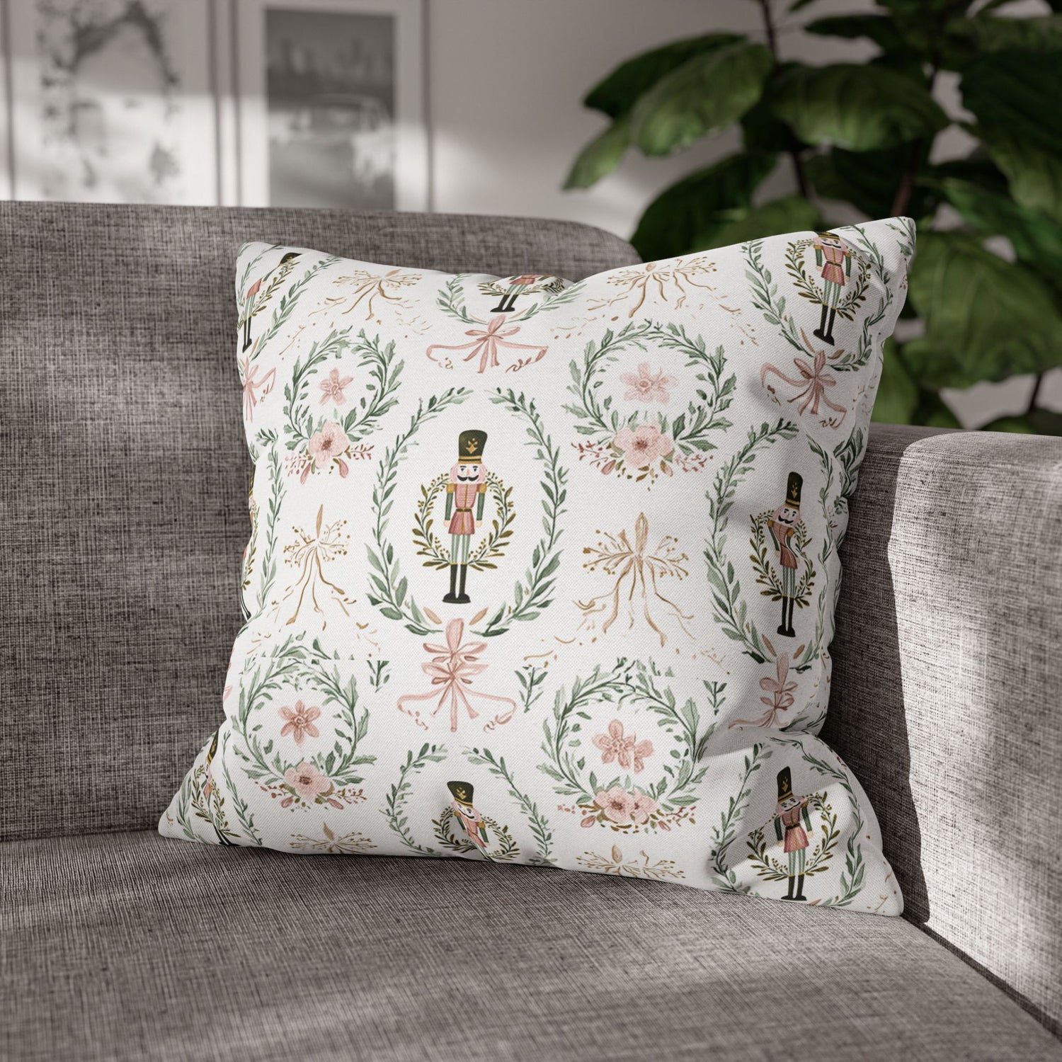 Nutcracker Holiday Throw Pillow Cover