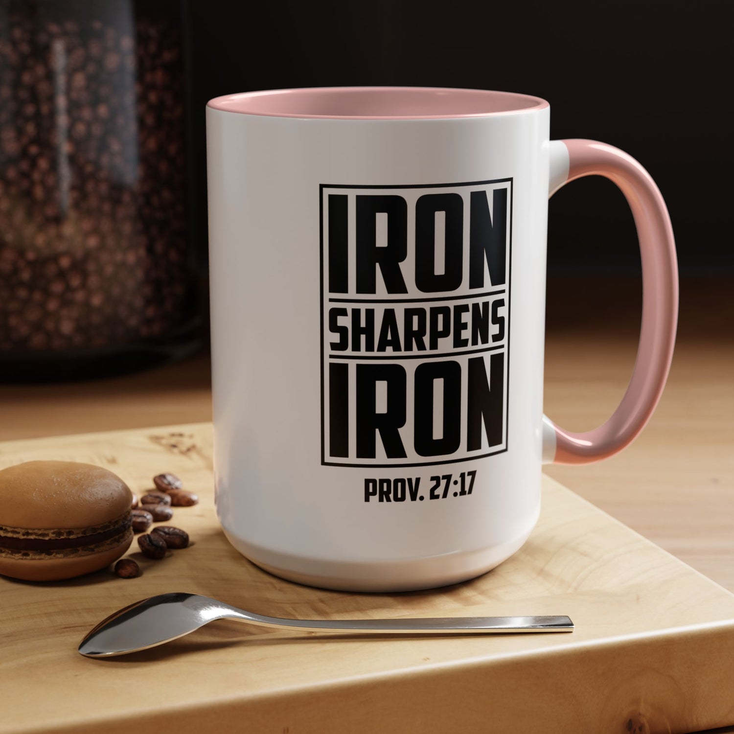Iron Sharpens Iron Coffee Mug - Inspirational Gift for Friends, Motivational Mug, Proverbs 27:17, Home Office Coffee Cup, Encouragement Mug