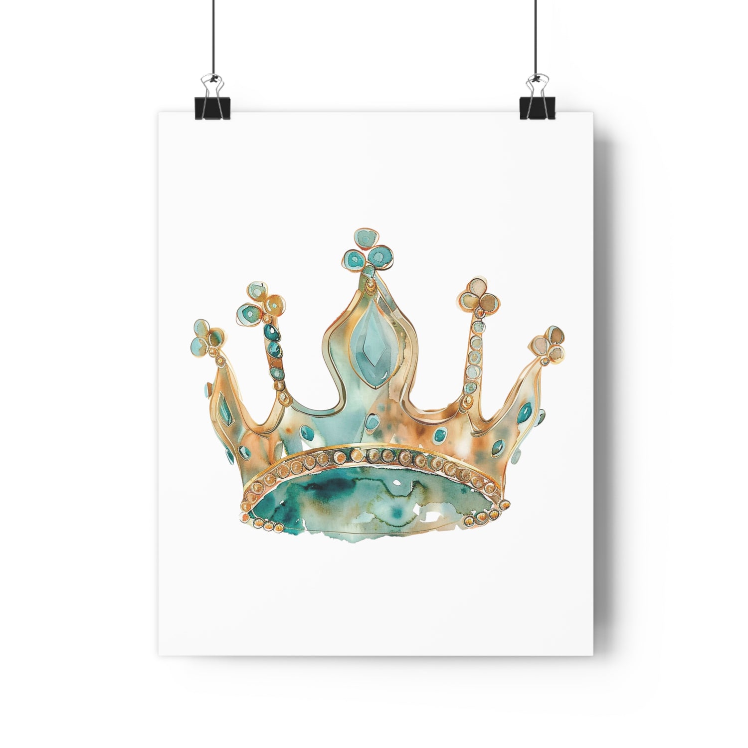 Giclée Art Print Watercolor Teal Princess Crown 1
