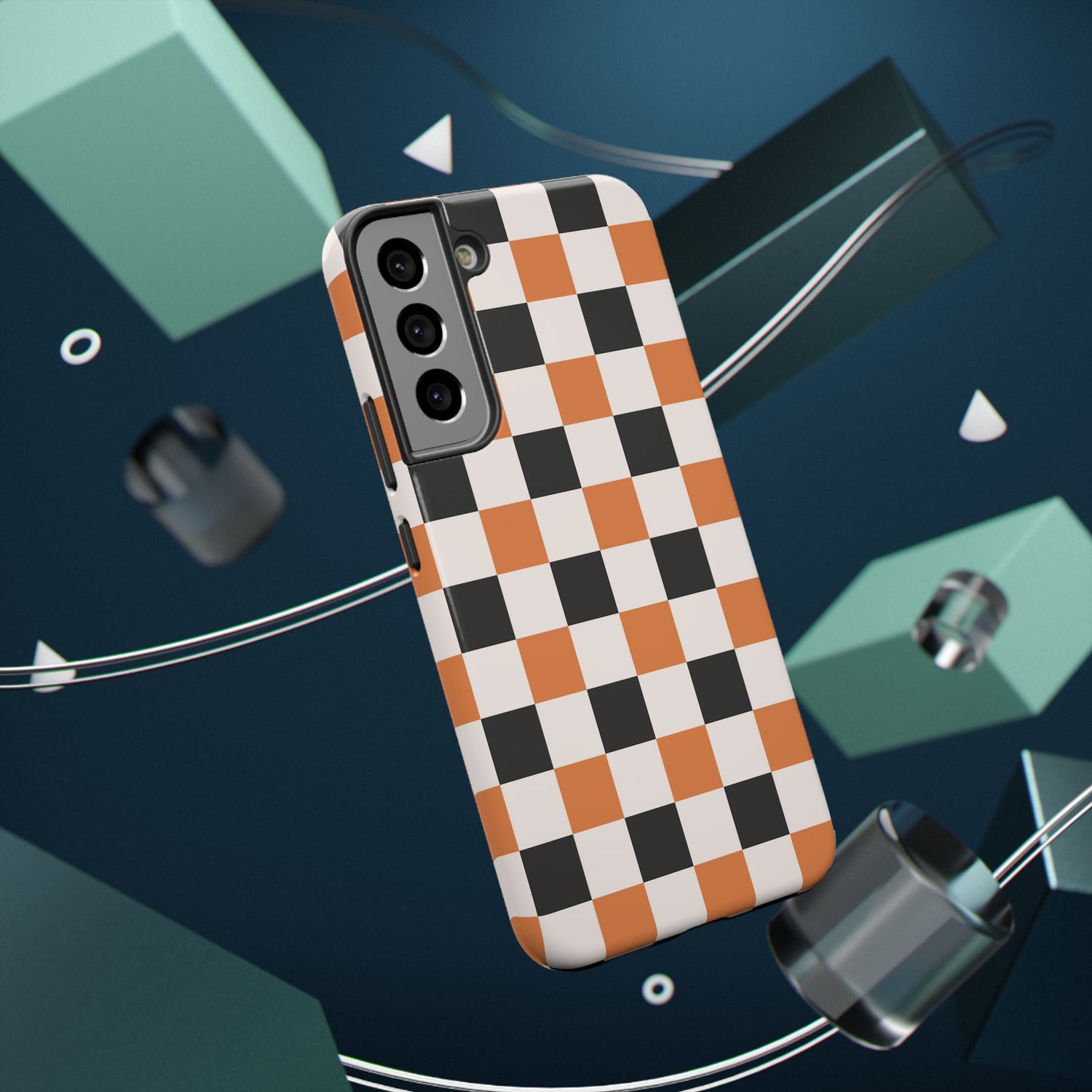 Trendy Halloween Checkerboard Phone Case | Impact-Resistant, iPhone, Samsung