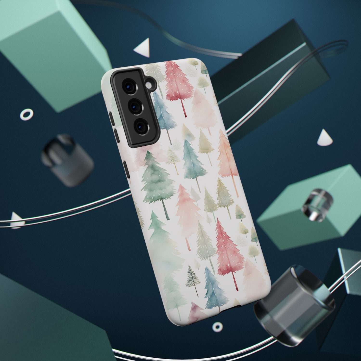 Watercolor Christmas Trees Impact-Resistant Phone Case, iPhone, Samsung