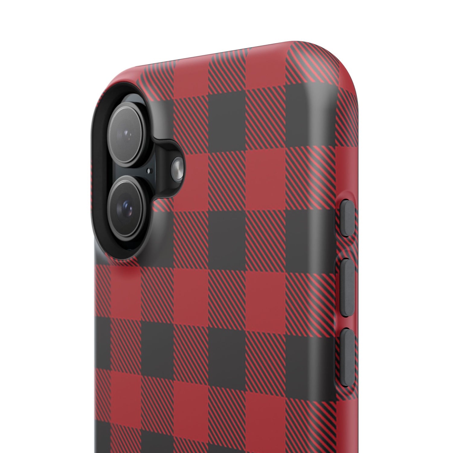 Impact-Resistant Phone Case-Red Black Buffalo Plaid, iPhone, Samsung