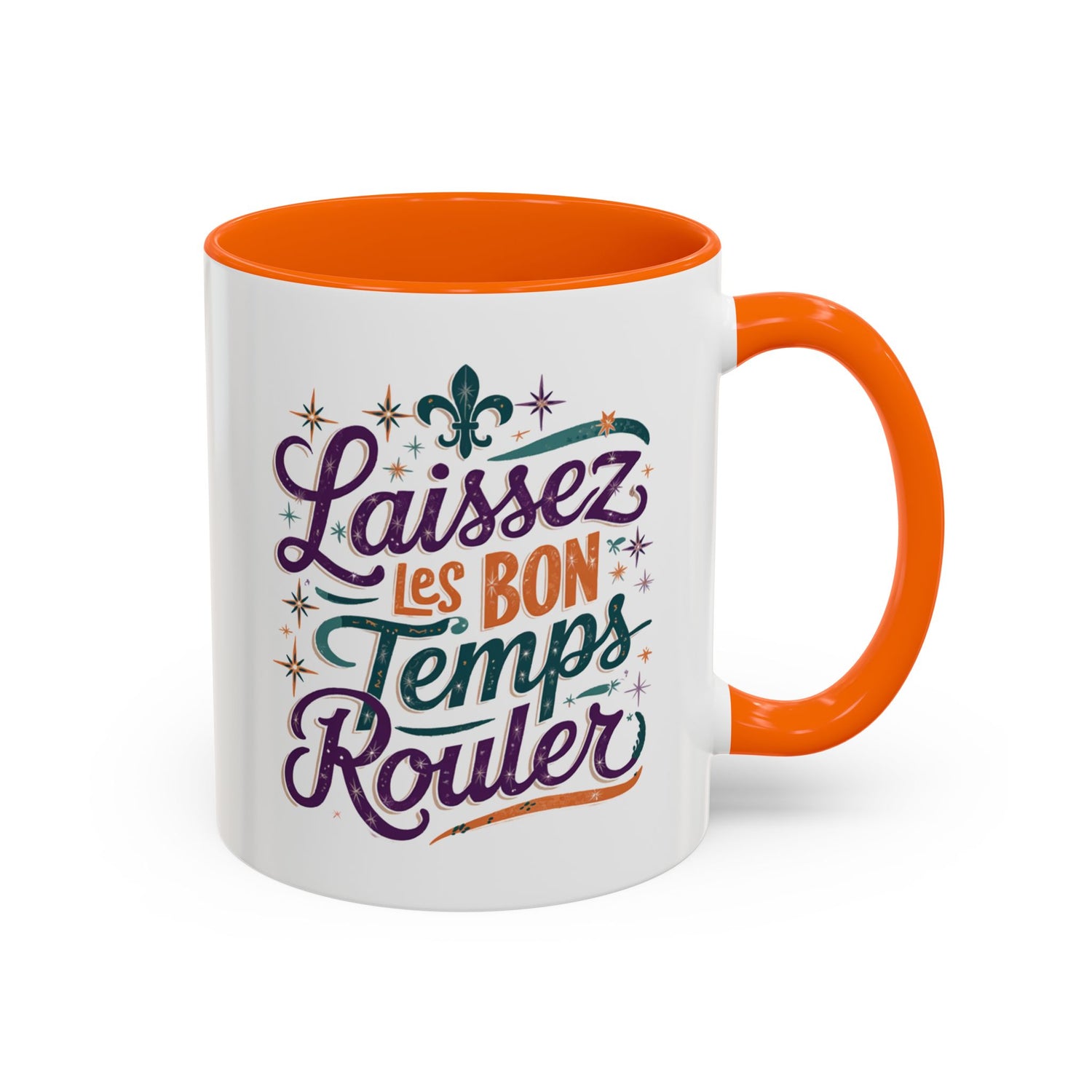Vibrant Accent Coffee Mug - 'Laissez les Bon Temps Rouler', Perfect for Celebrations, Gifts, Coffee Lovers, Home Decor, and More