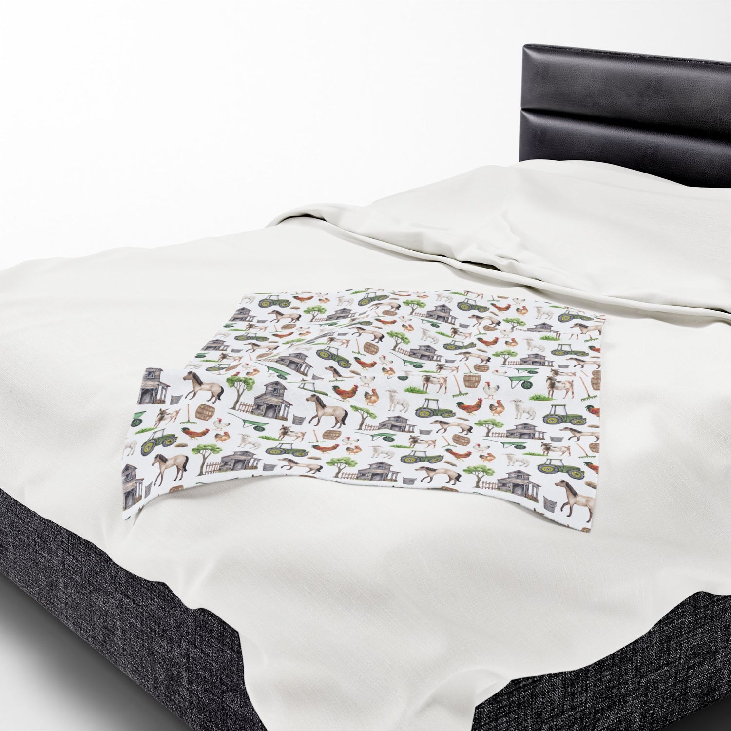 Cozy Farmhouse Velveteen Plush Blanket, Farm Animal Decor, Soft Throw for Kids, Farmhouse Gift, Nursery Bedding