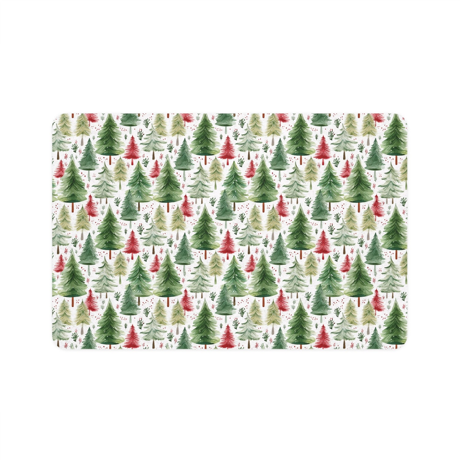 Pet Food Mat- Watercolor Christmas Trees