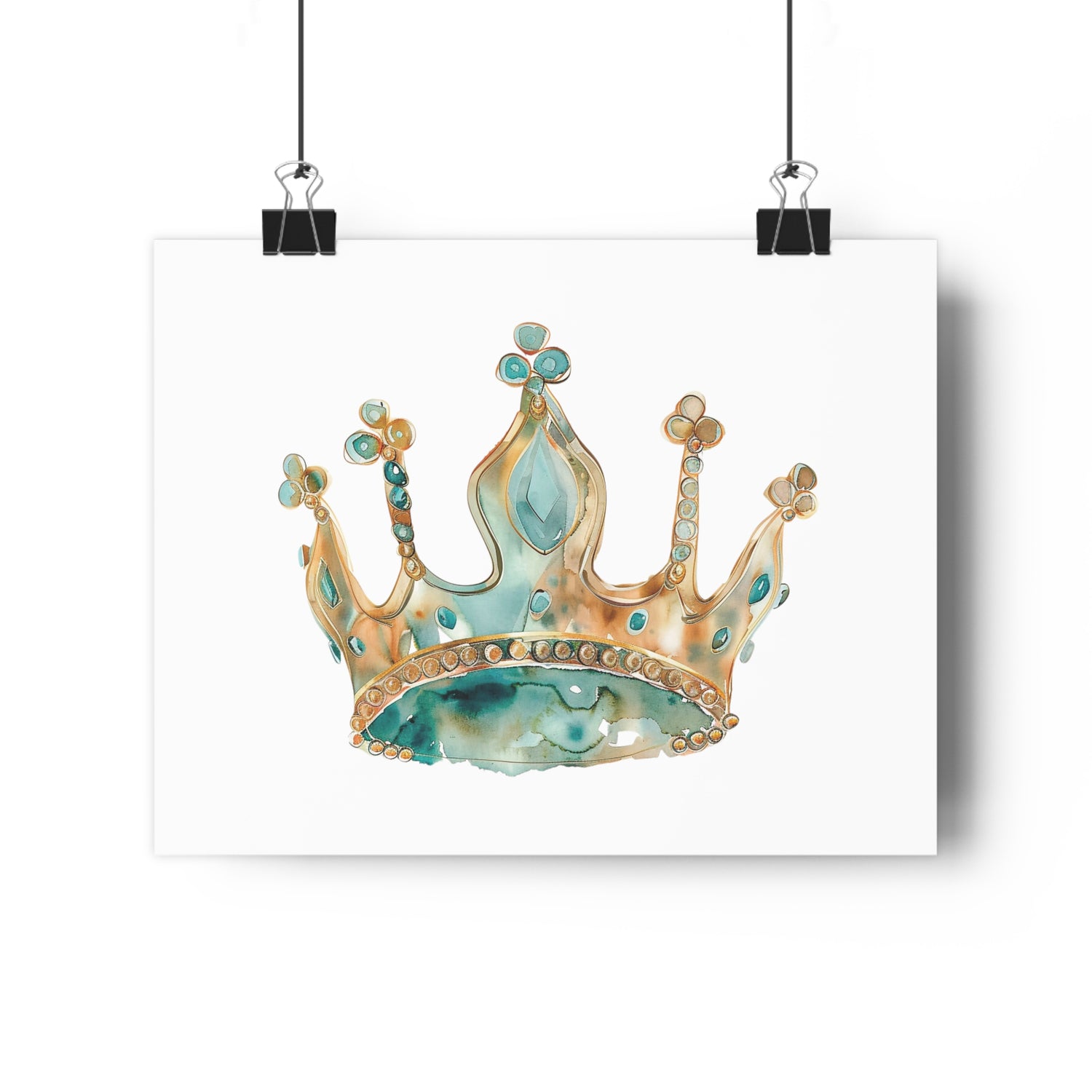 Giclée Art Print Watercolor Teal Princess Crown 1