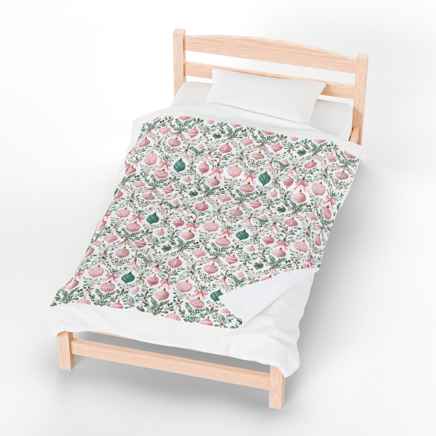 Pink Green Ornaments Velveteen Blanket