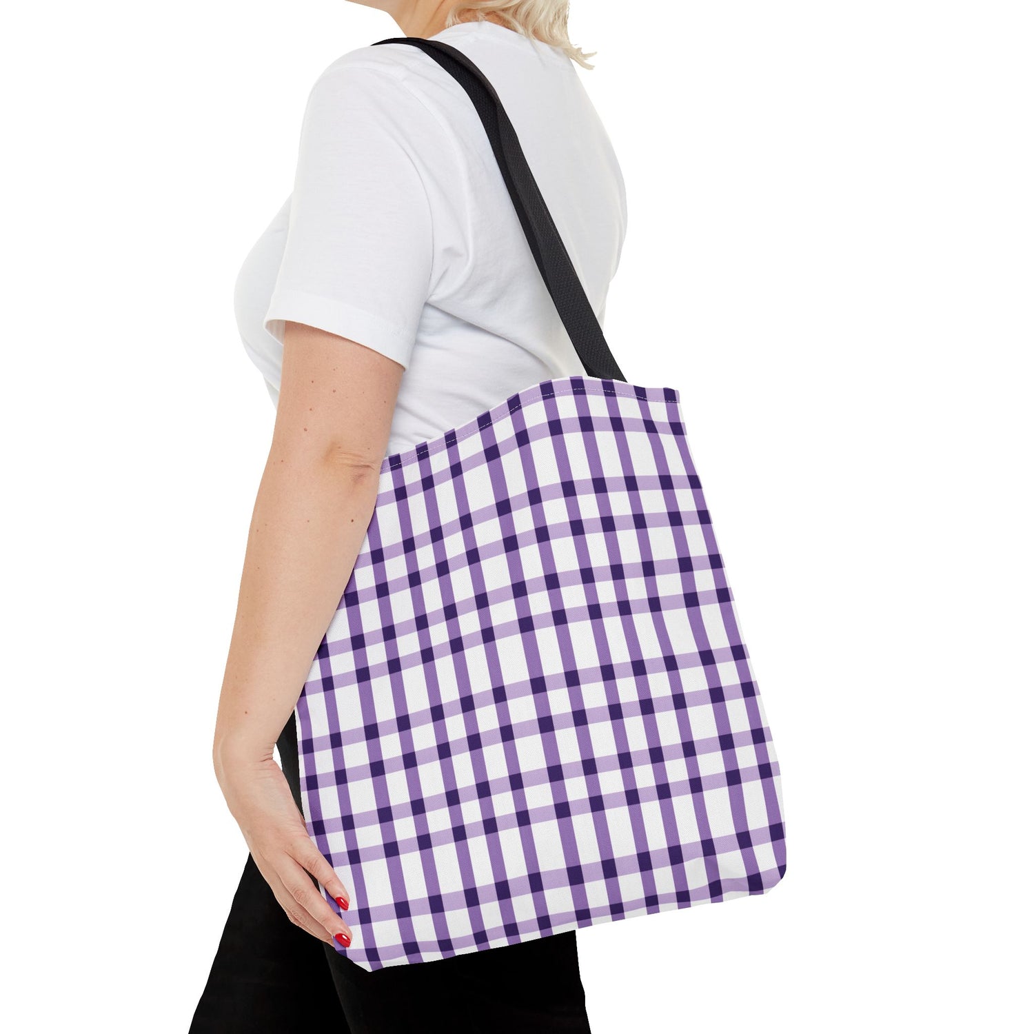 Purple Plaid Tote Bag