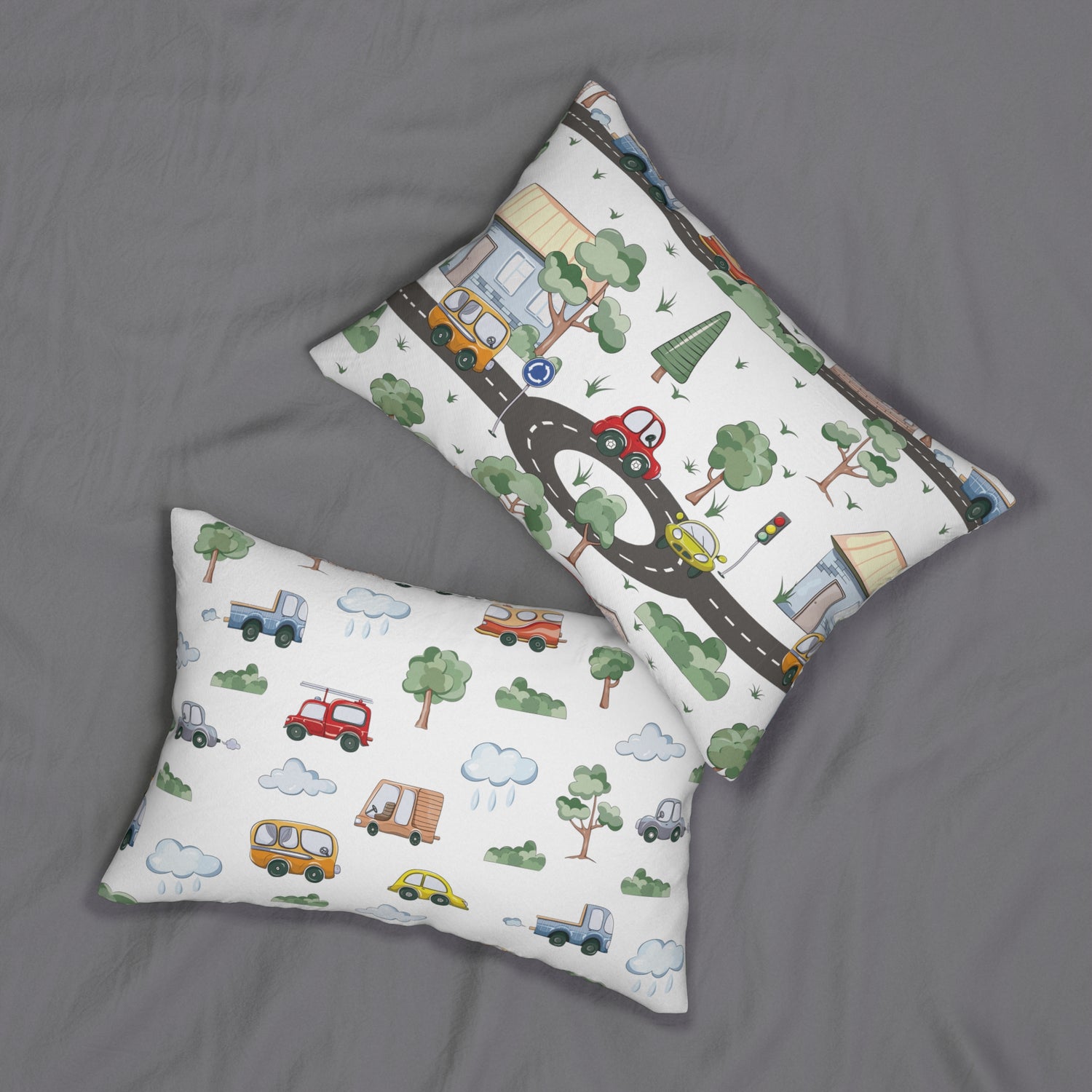 Spun Polyester Lumbar Pillow with Removable Cover