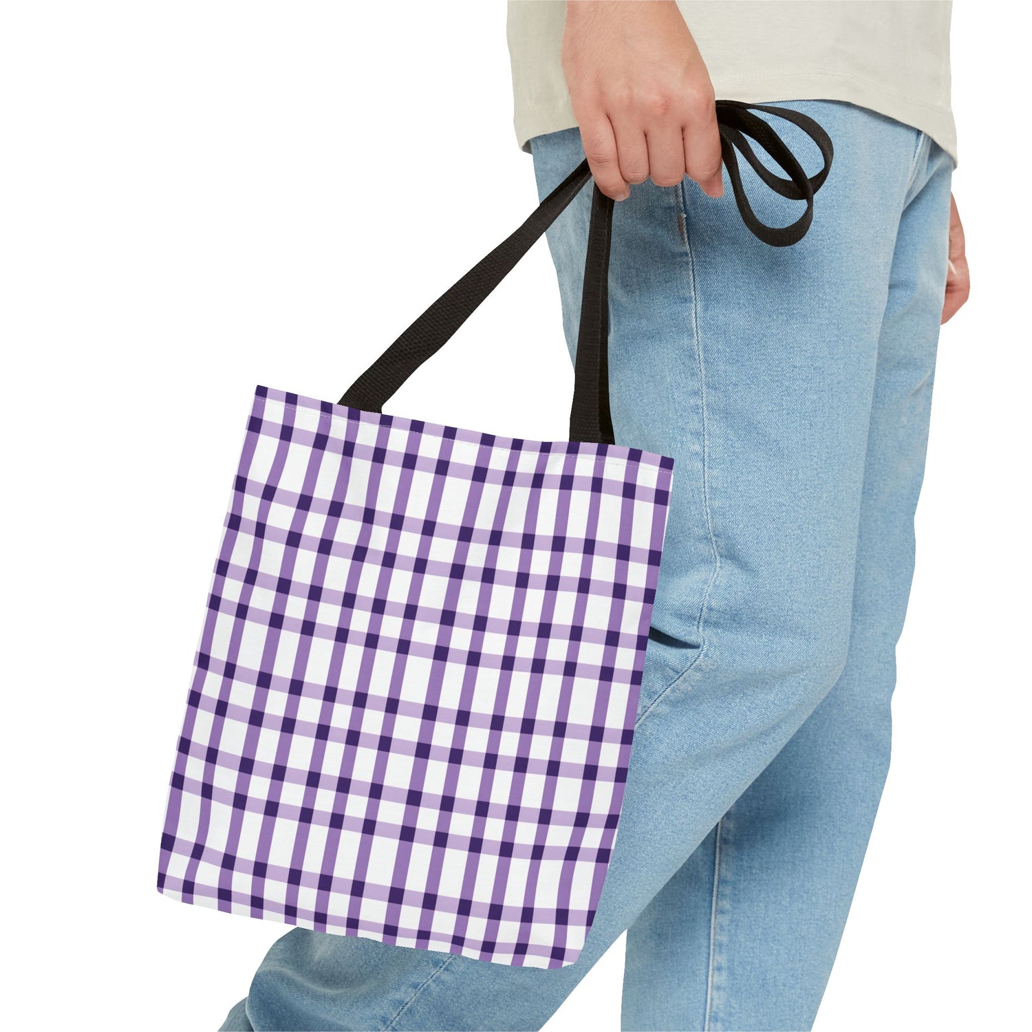 Purple Plaid Tote Bag