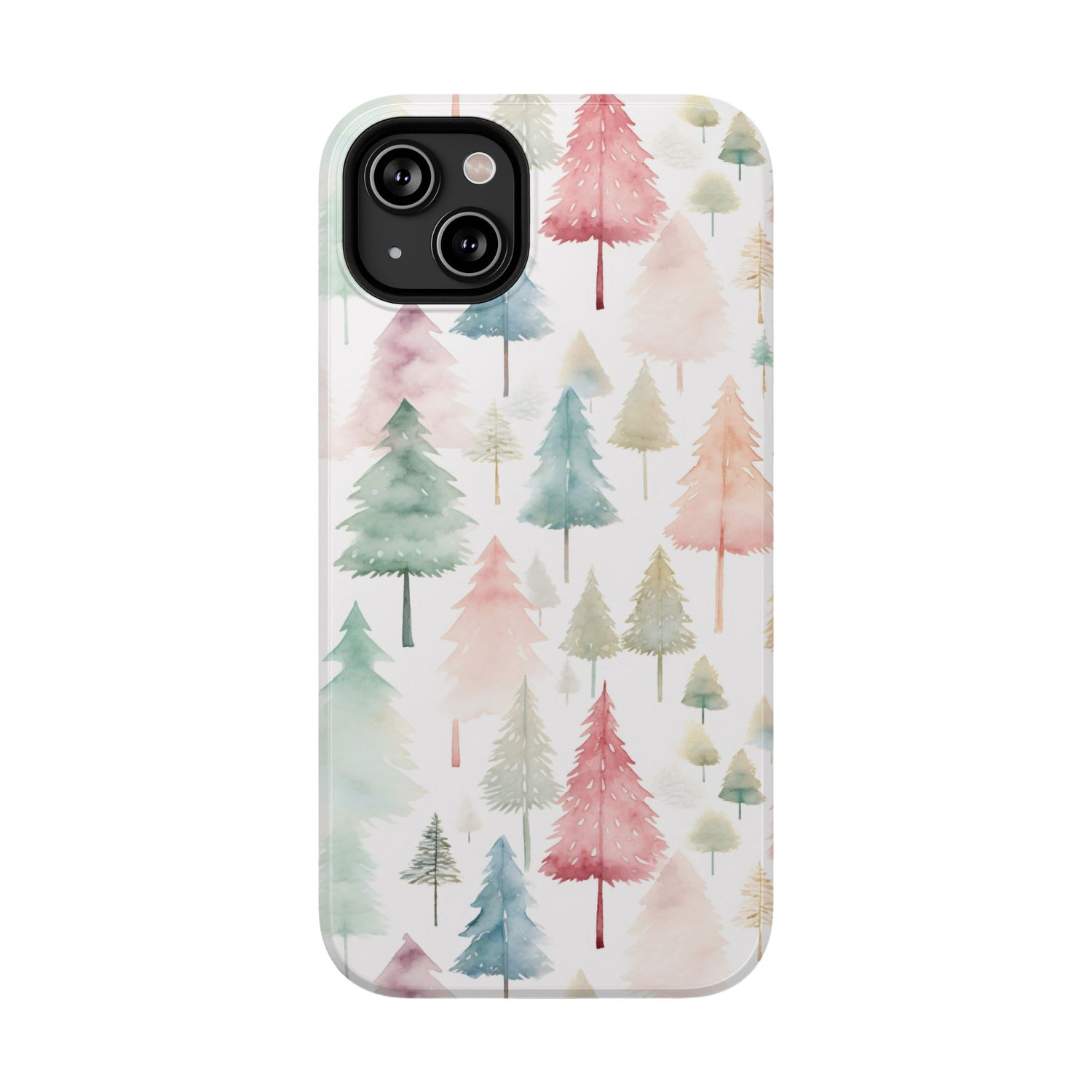Watercolor Christmas Trees Impact-Resistant Phone Case, iPhone, Samsung