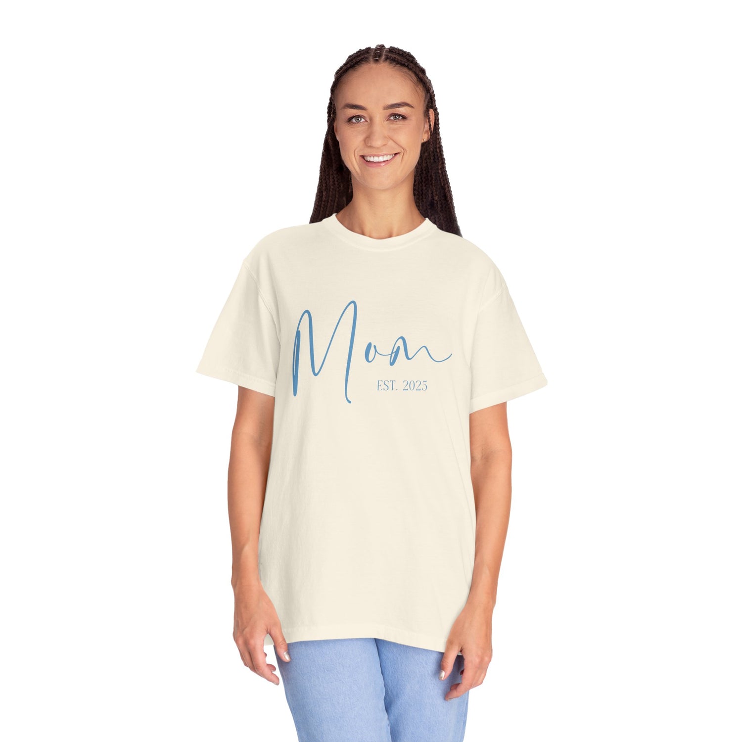 Mom Est 2025 Blue Comfort Colors T-Shirt