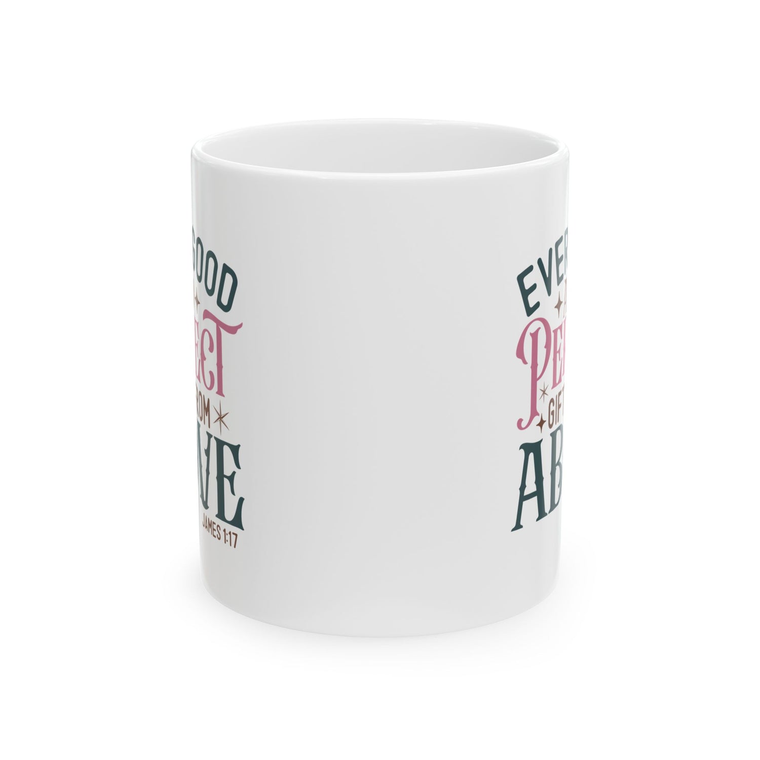 Inspirational Ceramic Mug, Encouragement Gift, Perfect for Coffee Lovers, Bible Verse, Faith-Based Decor, Every Good Gift