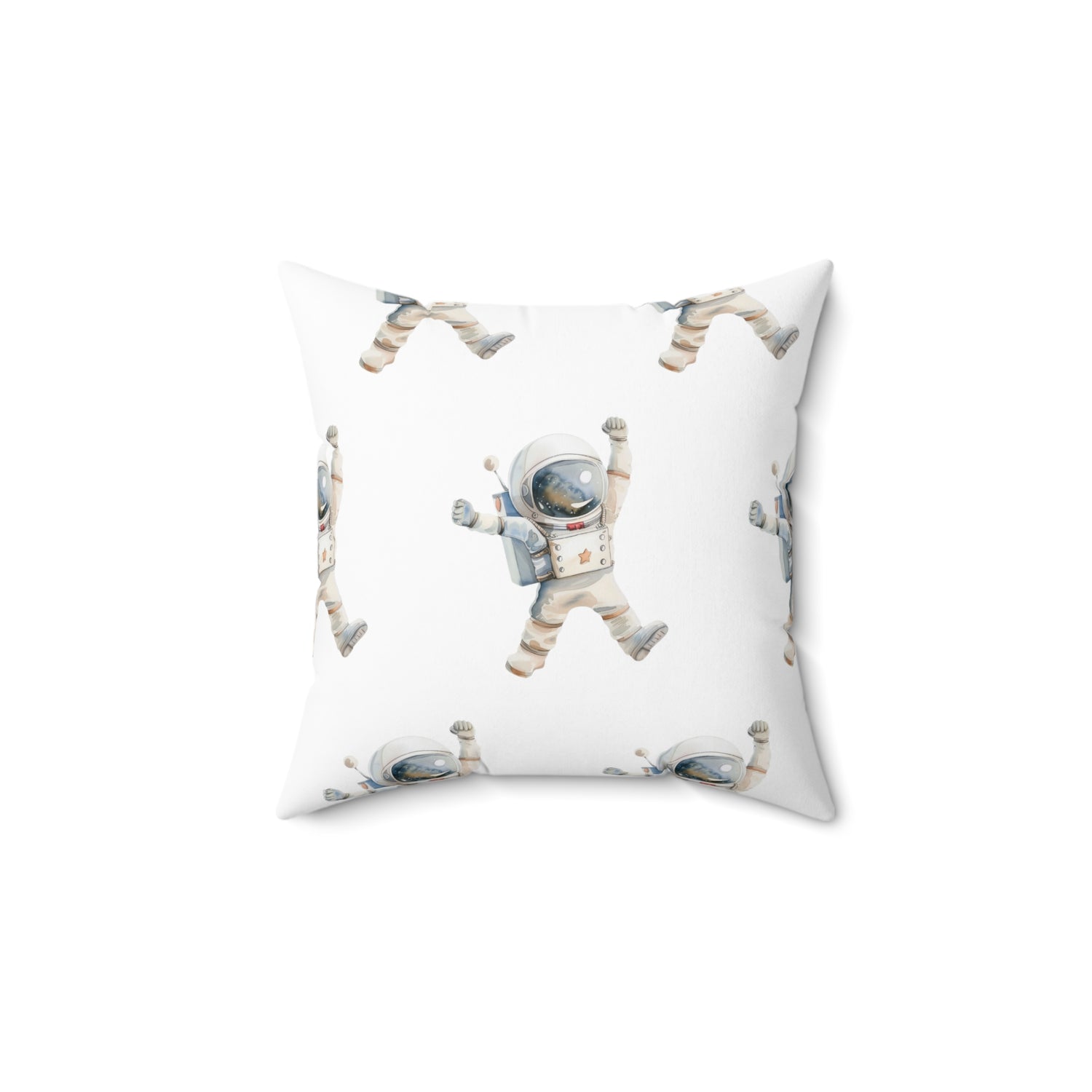 Spun Polyester Square Pillow with Removable Cover Watercolor Astronaut