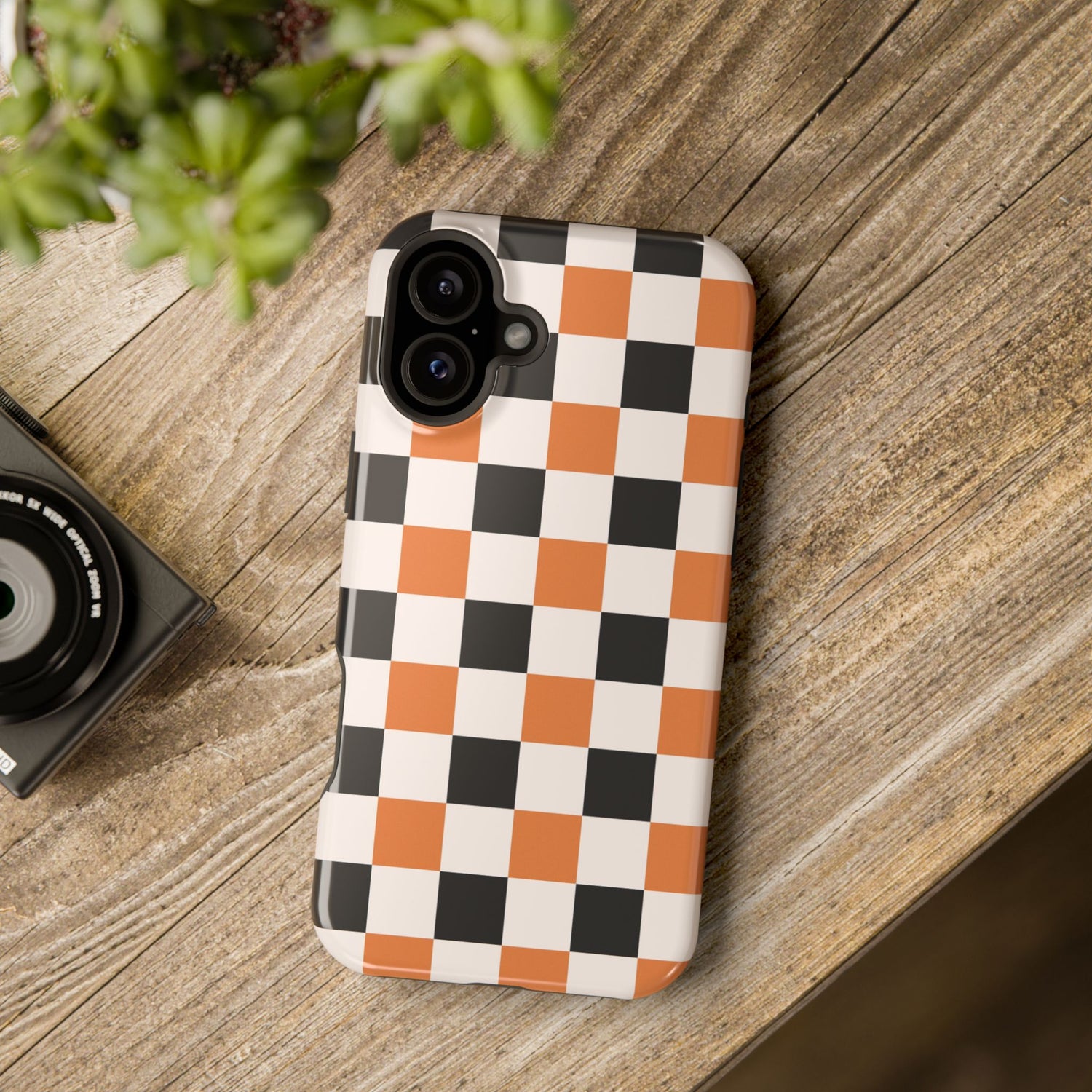 Trendy Halloween Checkerboard Phone Case | Impact-Resistant, iPhone, Samsung