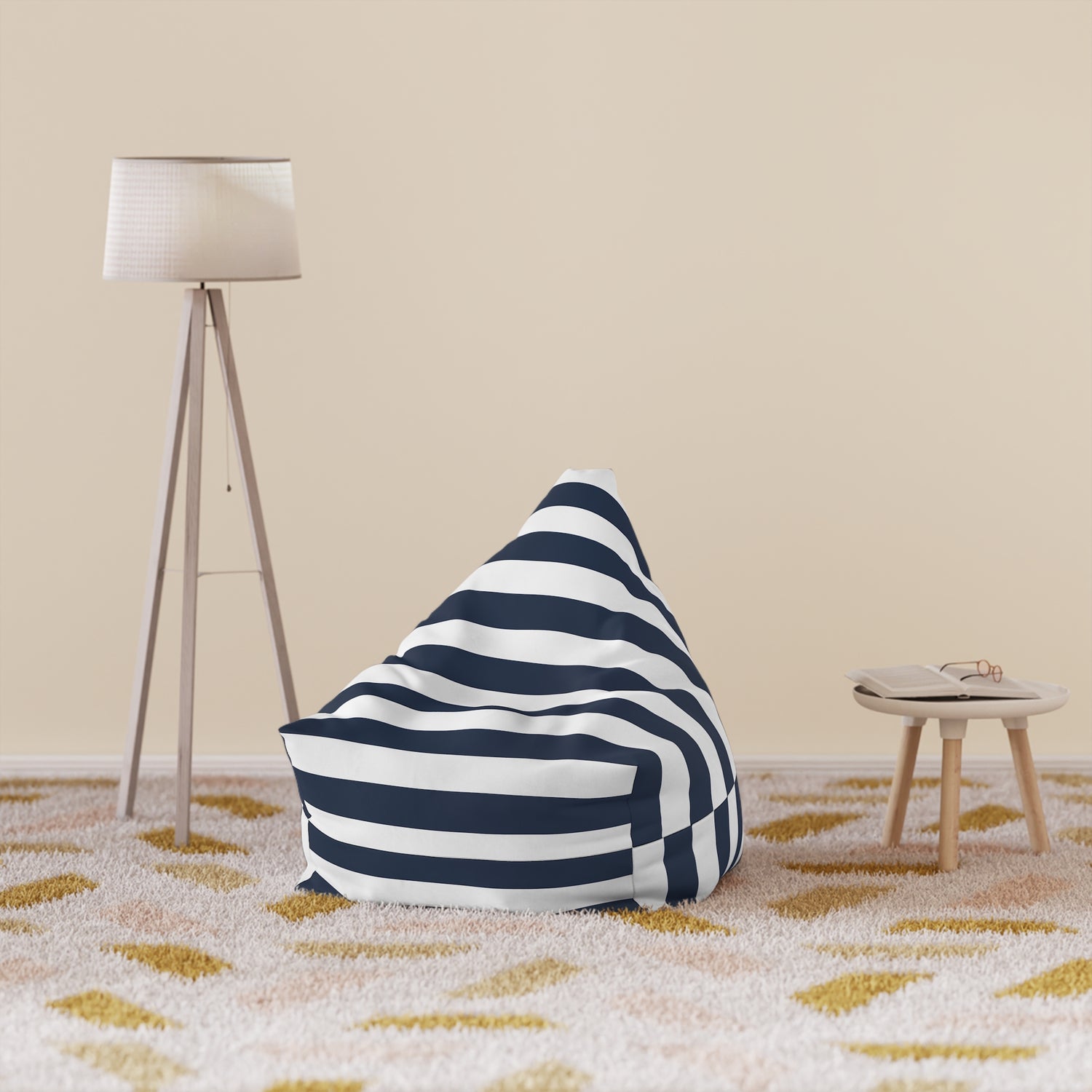 Nautical Navy Stripe Bean Bag Chair Cover