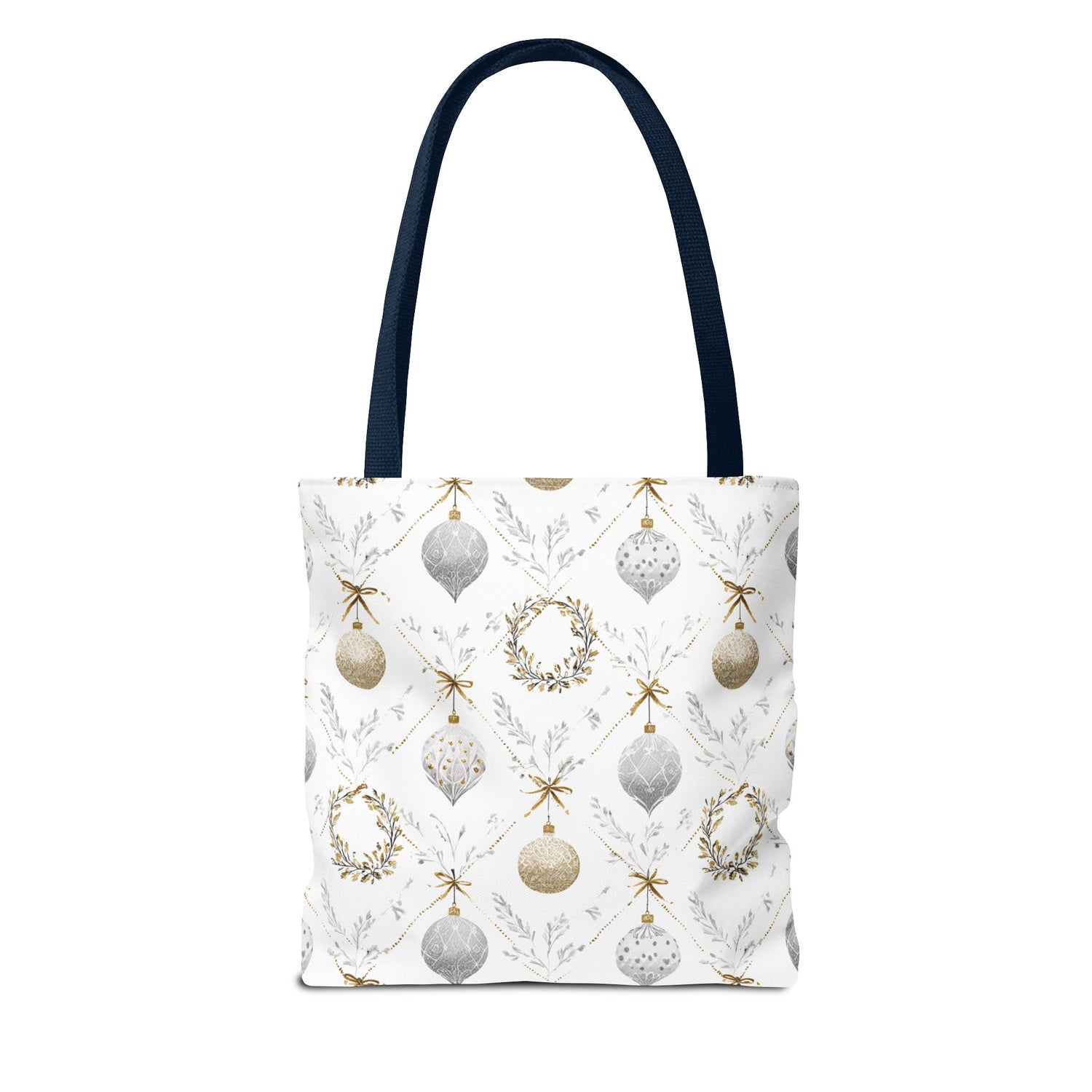 Elegant Christmas Tote Bag- Gold Silver Ornaments