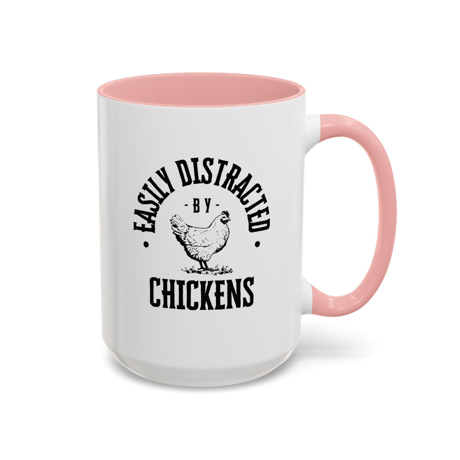 Funny Mug/Chicken Lover/Funny Gift/Gifts under 20/Accent Coffee Mug, 11oz "Easily Distracted By Chickens"