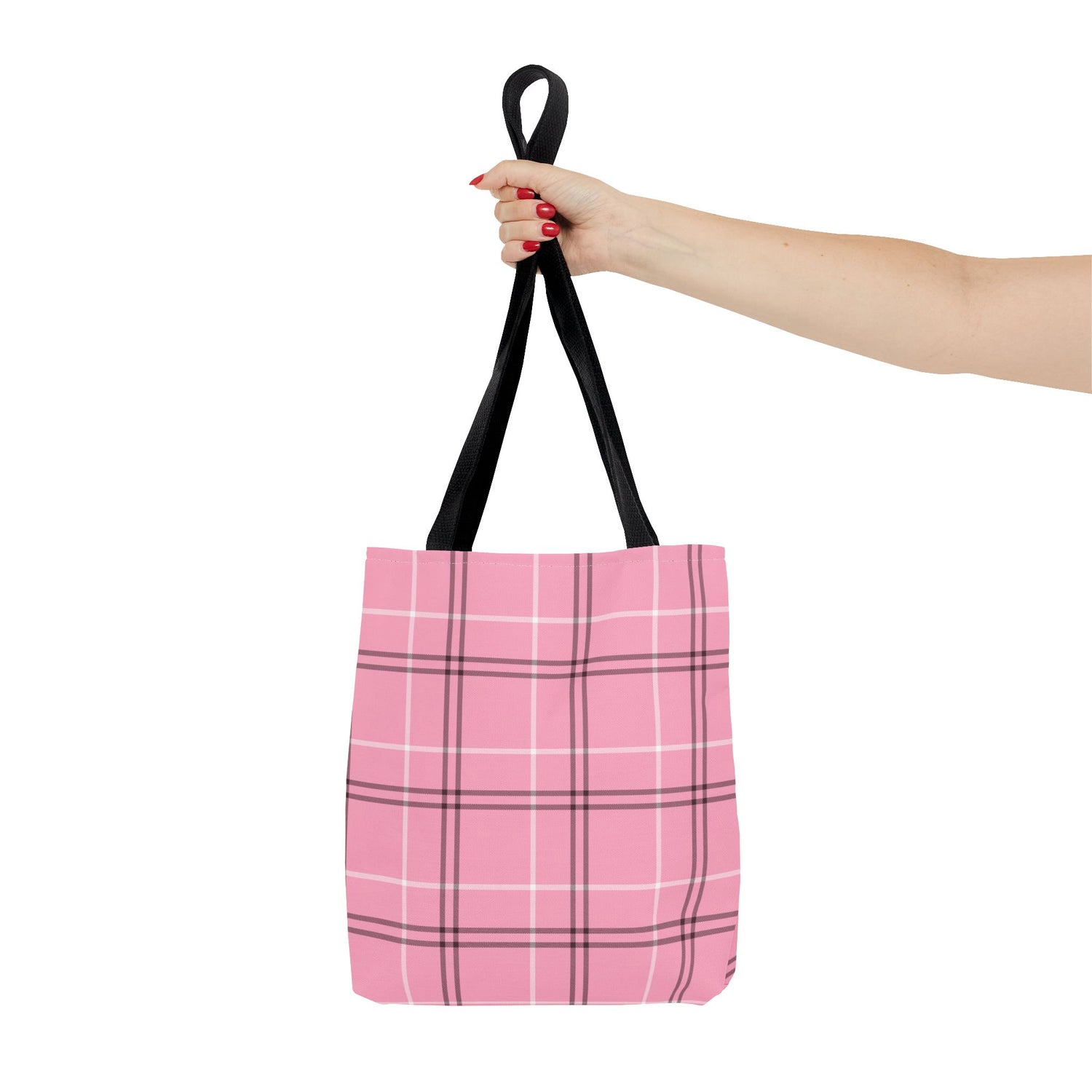 Pink and Black Plaid Tote Bag