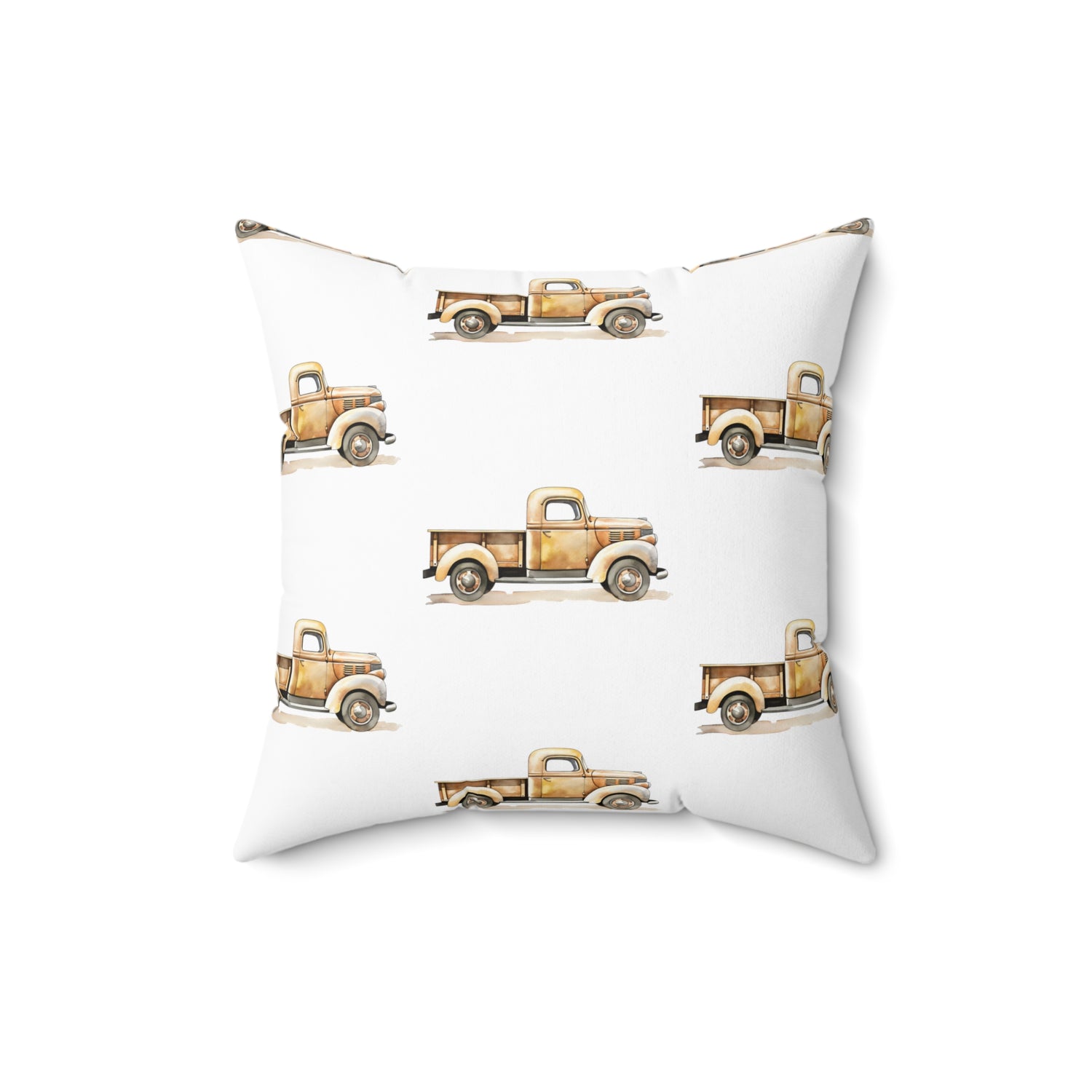Spun Polyester Square Pillow with Removable Cover Watercolor Vintage Transportation Truck