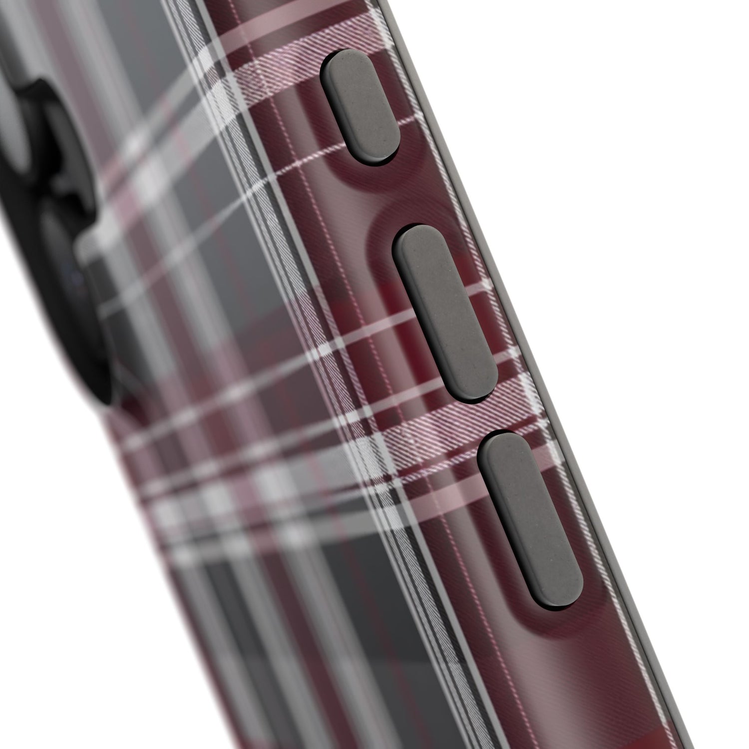 Stylish Plaid Impact-Resistant Phone Cases- Maroon Grey Plaid