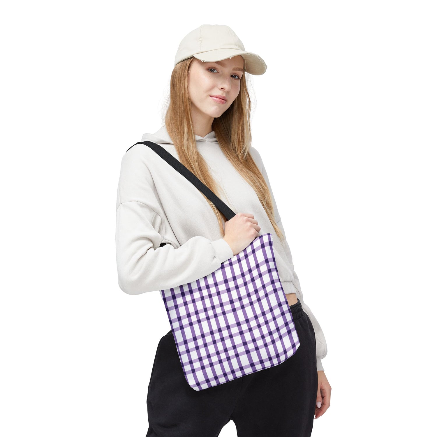 Purple Plaid Tote Bag