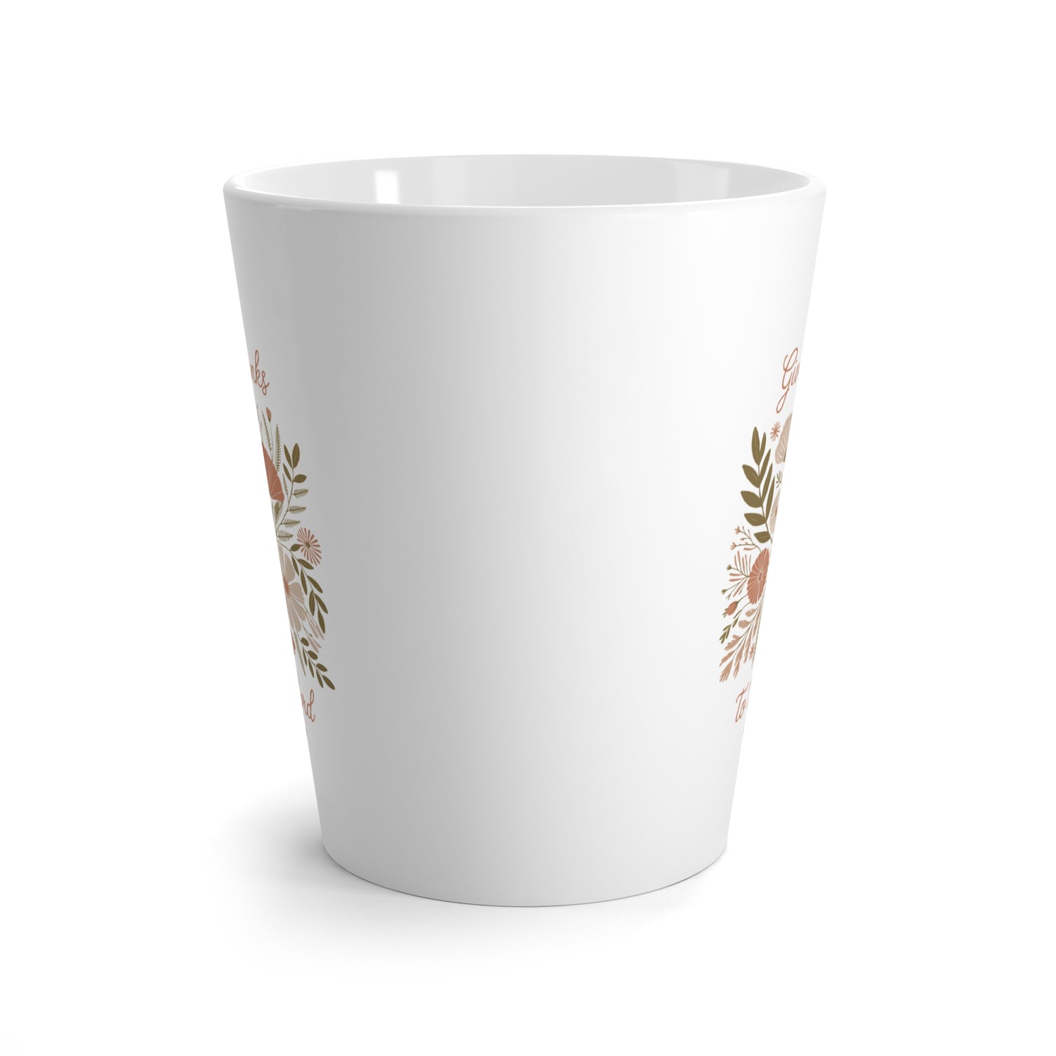 Floral Scripture Latte Mug, Inspirational Coffee Cup