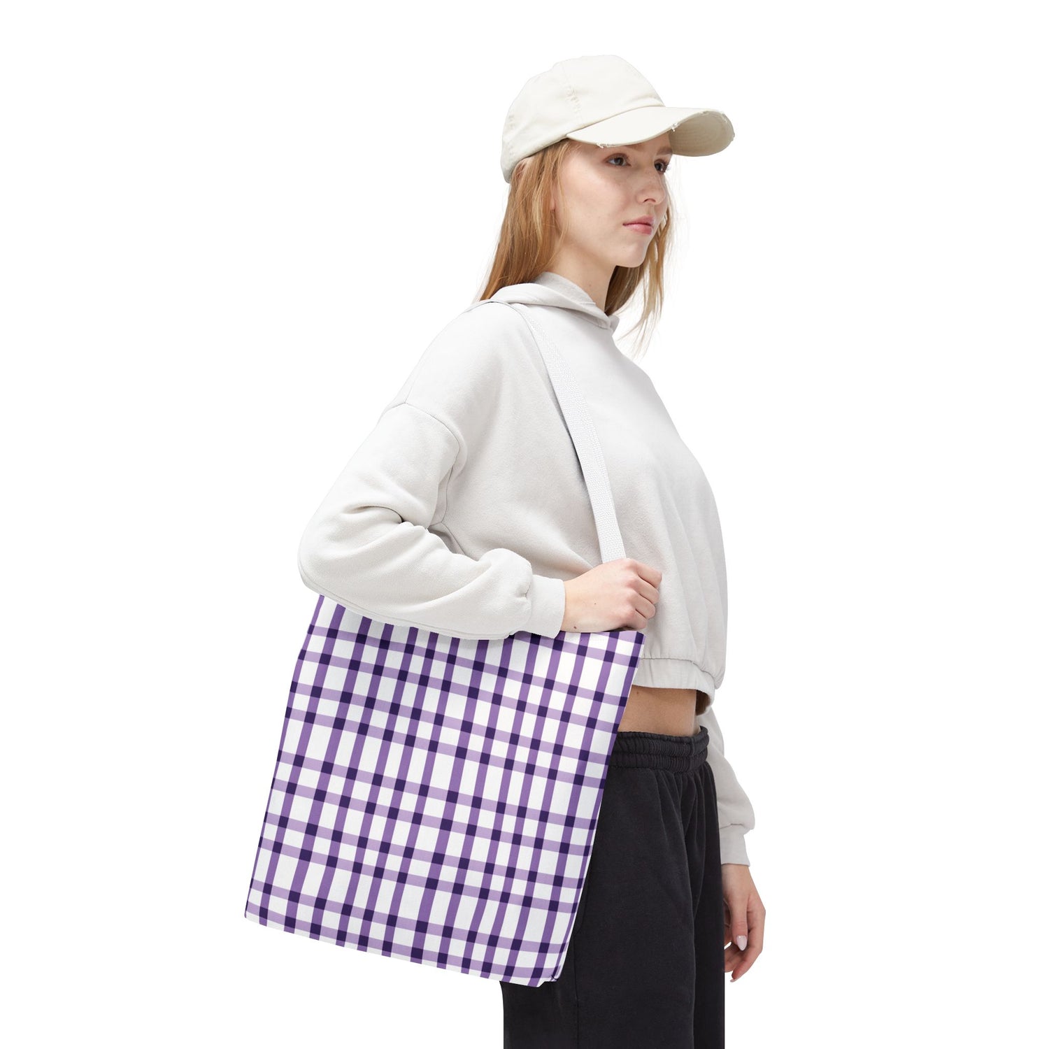 Purple Plaid Tote Bag