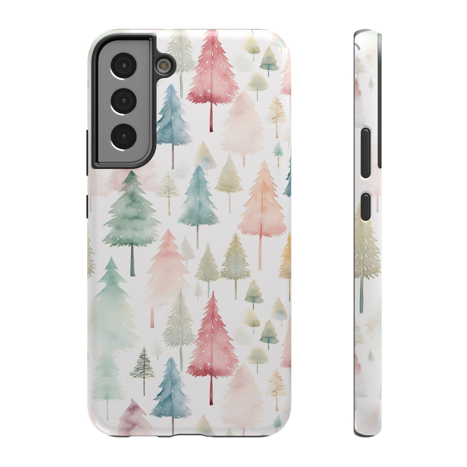 Watercolor Christmas Trees Impact-Resistant Phone Case, iPhone, Samsung